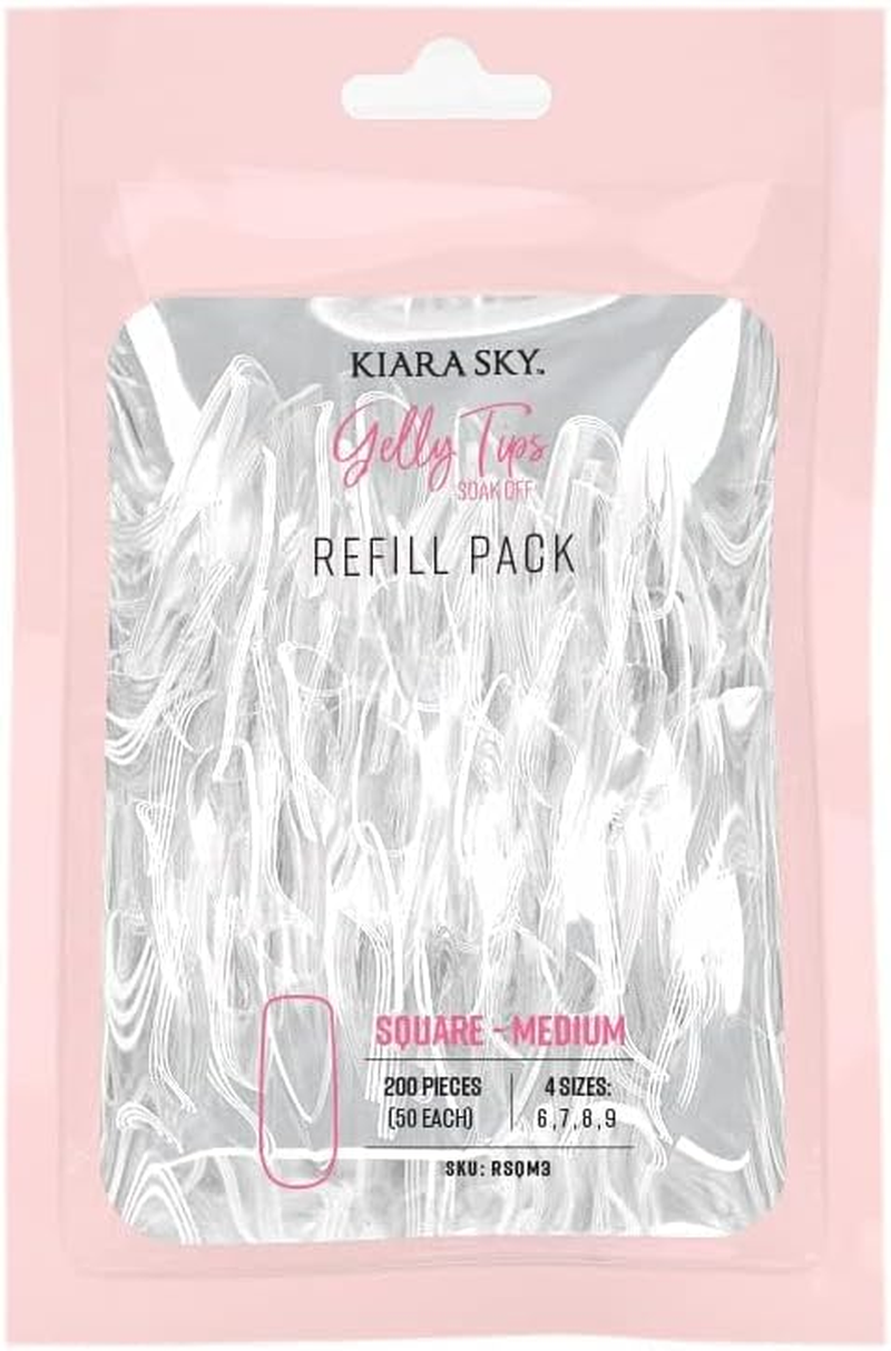 Kiara Sky Gelly Tip Soak off Nails Refill Packs - Square Shape (Medium Length) (Sizes 6, 7, 8, 9) image number 1
