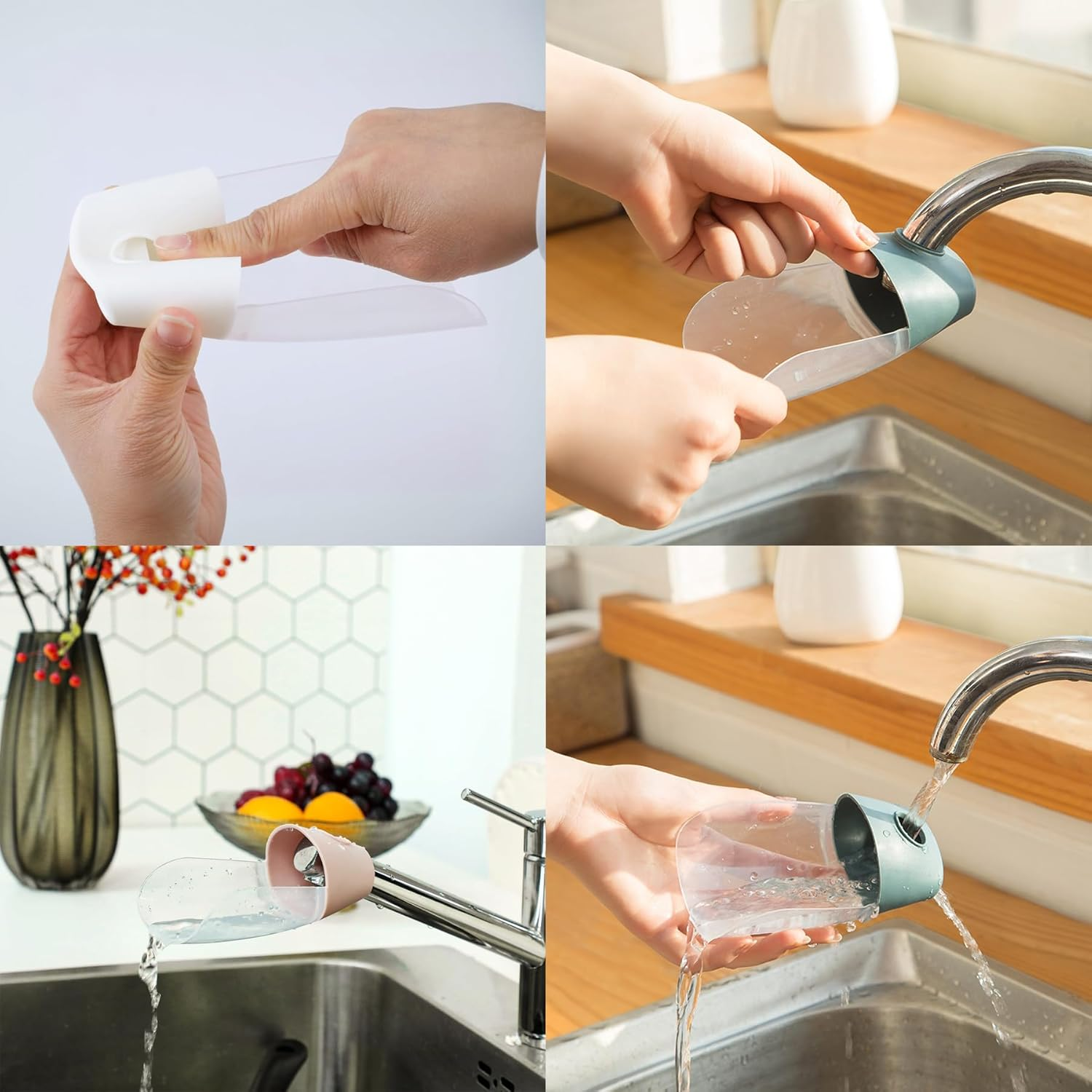 3 Pack Faucet Extender for Toddlers - Kids Sink Spout Extenders (Blue/White/Navy Blue) image number 4