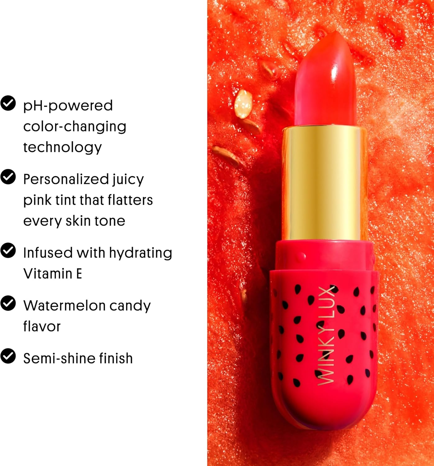 Winky Lux Watermelon Jelly Ph Lip Balm - Hydrating Lip Balm, Natural Pink Tint with Ph Color Changing, Moisturize & Soften Lips While Leaving Sheer Pink Tint, with Watermelon Candy Scent image number 1