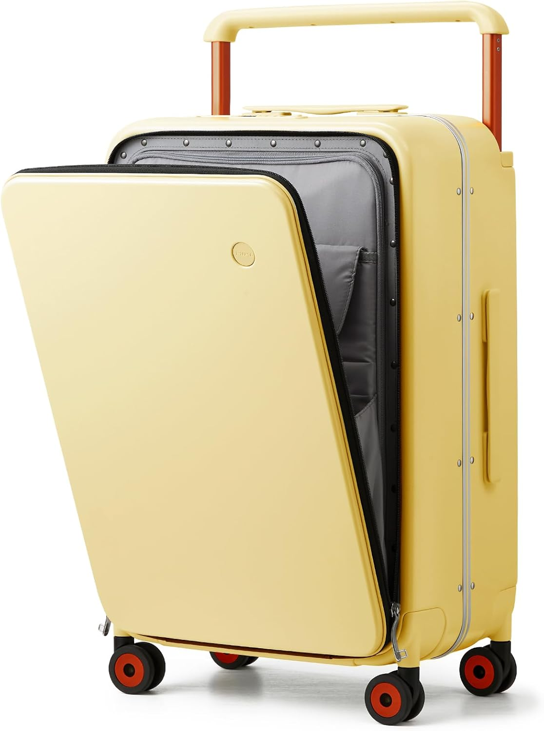 Mixi Checked Luggage with Wide Handle Front Laptop Pocket&ndash;Premium PC Hardside Suitcase with Aluminium Frame,Spinner Wheels,Combination Lock,With Cover,Ideal for Business and Travel,24 Inch,Rock Grey image number 6