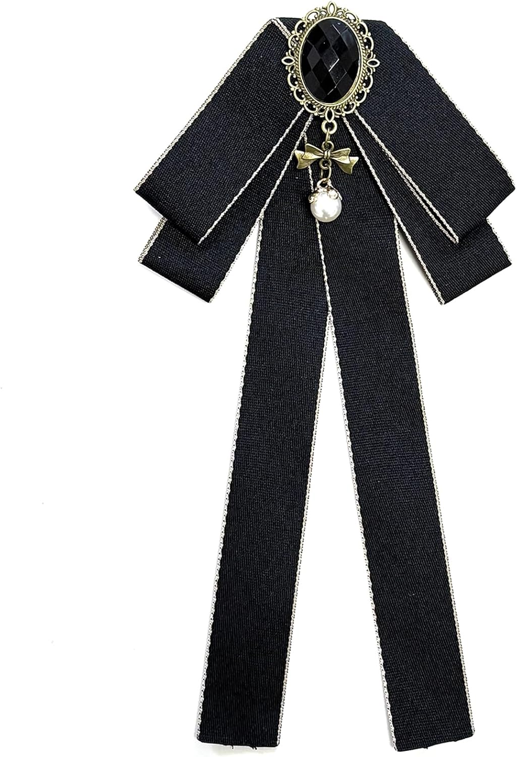 Aoozleny Bow Tie for Women, Pre-Tied Ribbon Tie Adjustable Neck Tie with Rhinestone for Collared Blouse Shirt Dress