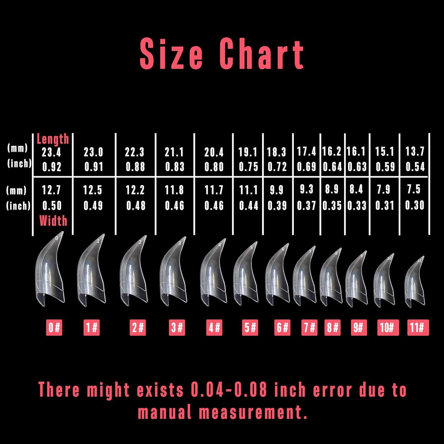 NOVO OVO Nail Tips Curved Stiletto, Clear Gel X Extension Kit Half Covel to Make Press on 3D Eagle Claw Nails, Thick Extra Hawk Deep Curve Almond French Tips Soft False Fake Acrylic Nail 504Pc 12 Size image number 1