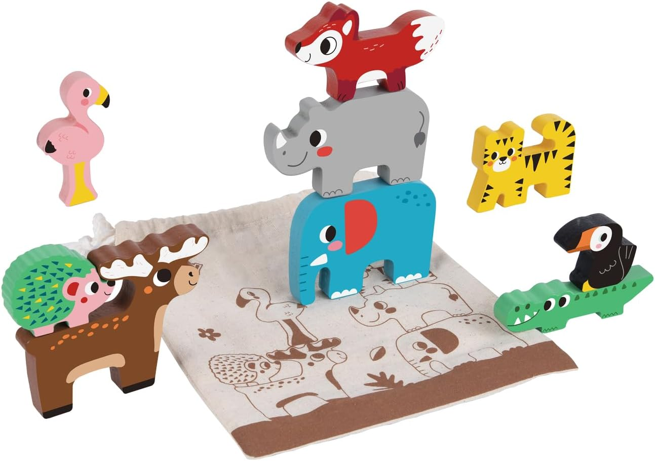 Tooky Toy Wooden Stacking Animals Blocks - Educational Animal Stacking Toy image number 4