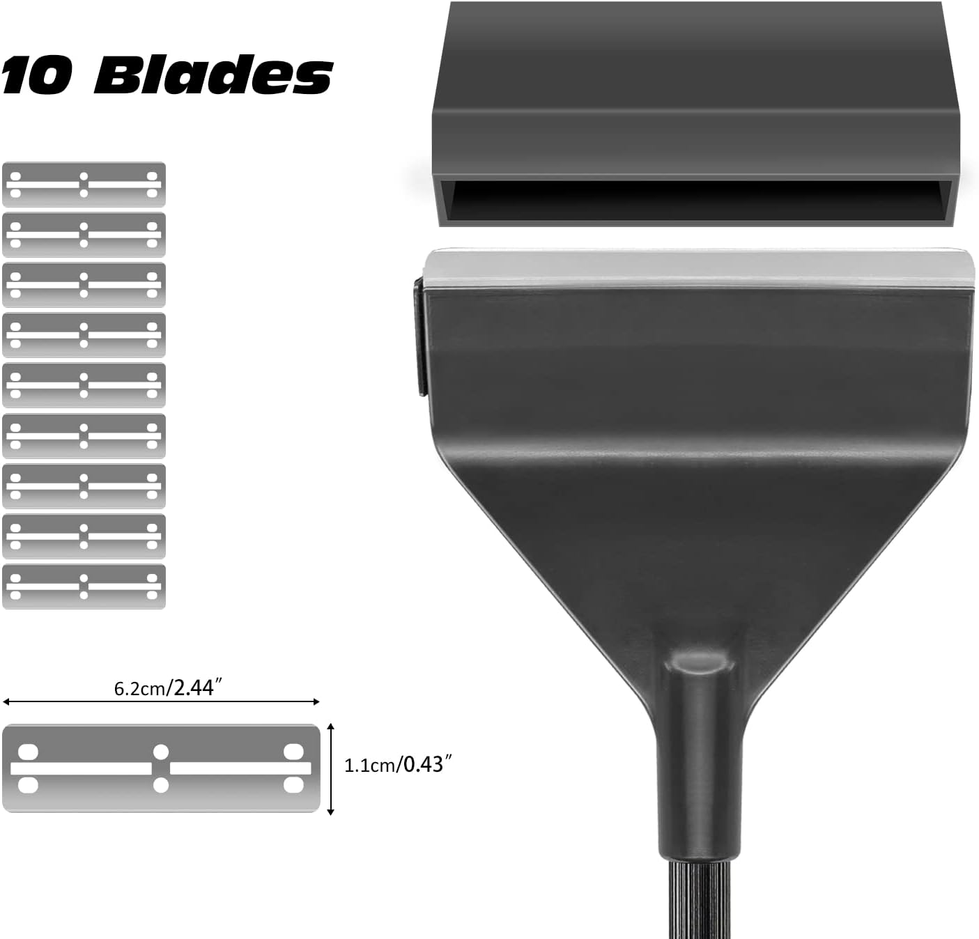 Yukihalu Algae Scraper, Fish Tank Cleaner Tool Kit with 10 Blades, Aluminum Alloy Long Handle 25.6Inch/65Cm, Tool-Free Installation, for Glass Aquariums image number 5