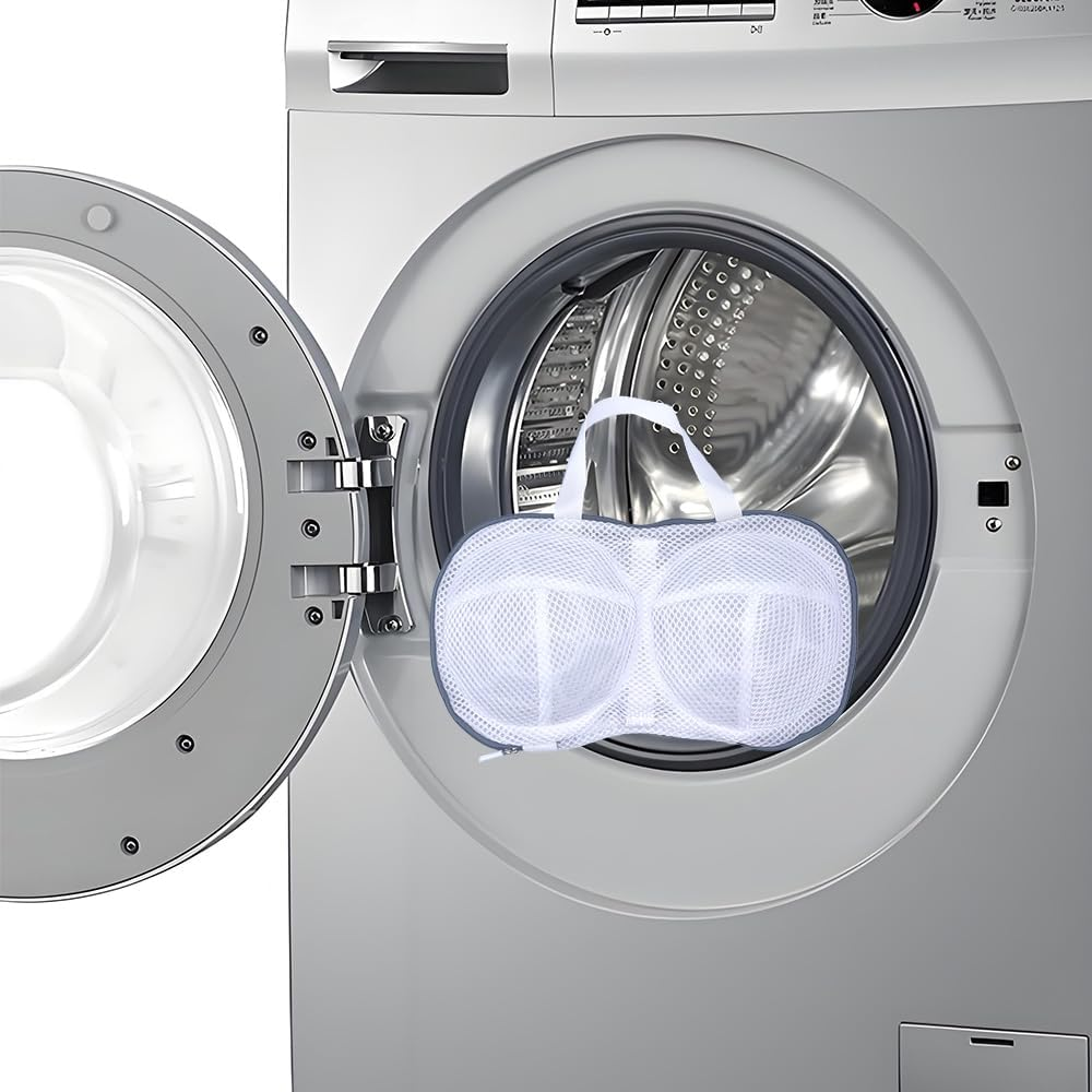 2PCS Bra Washing Bags for Laundry with Upgraded Large 3D Bracket Mesh, Lingerie Brassiere Wash Bags for Washing Machine, Underwear Storage Bag, Bra Organizer (Grey, a to C Cup) image number 1