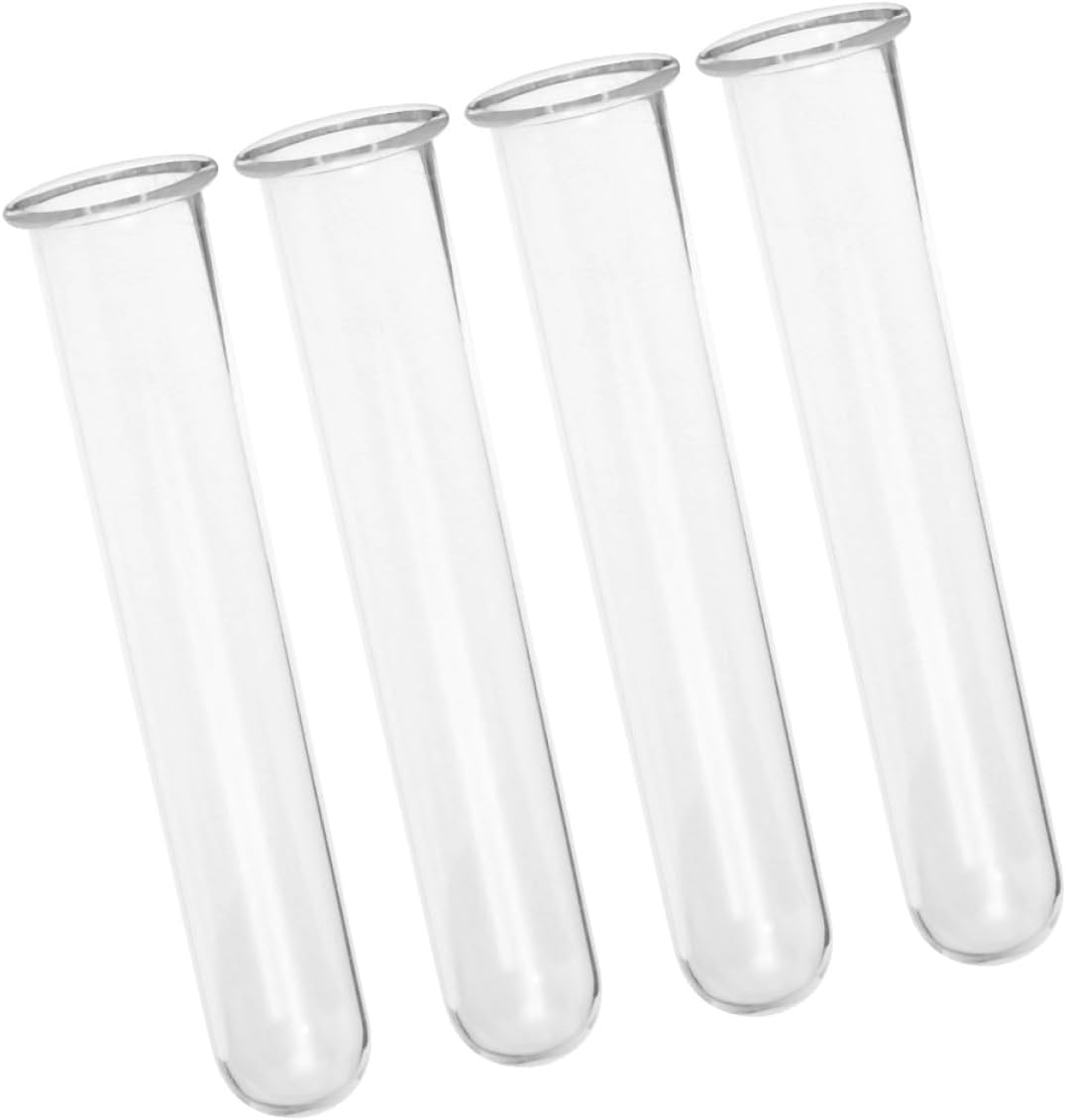 NULYLU 4Pcs Glass Hydroponic Plant Tubes Vase Set, Small Test Tube Planters with round and Flat Bottoms, Suitable for Home and Office Terrarium Gardening image number 2