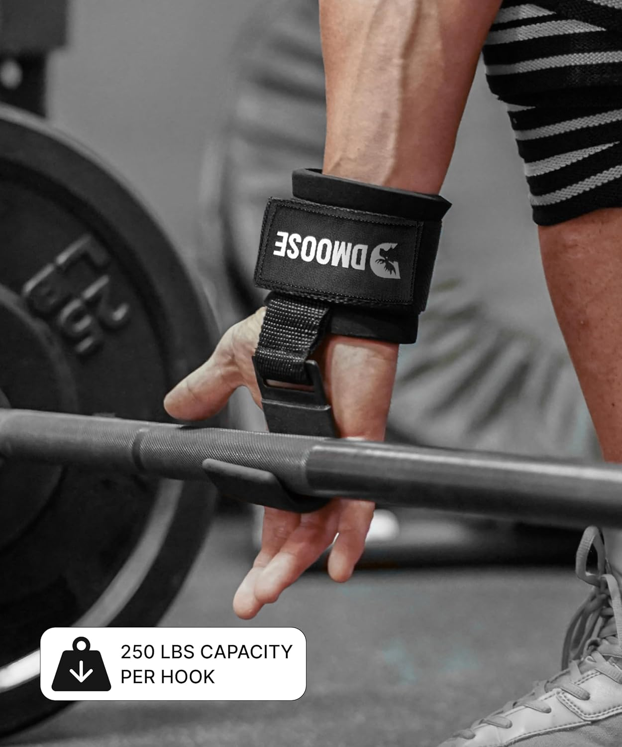 Dmoose Fitness Weight Lifting Hooks (Pair) for Deadlifts, Pull Ups & Shrugs - 500 Lbs Capacity, Thick Wrist Padding - Heavy Duty Gym Workout Grips Straps for Men and Women image number 5