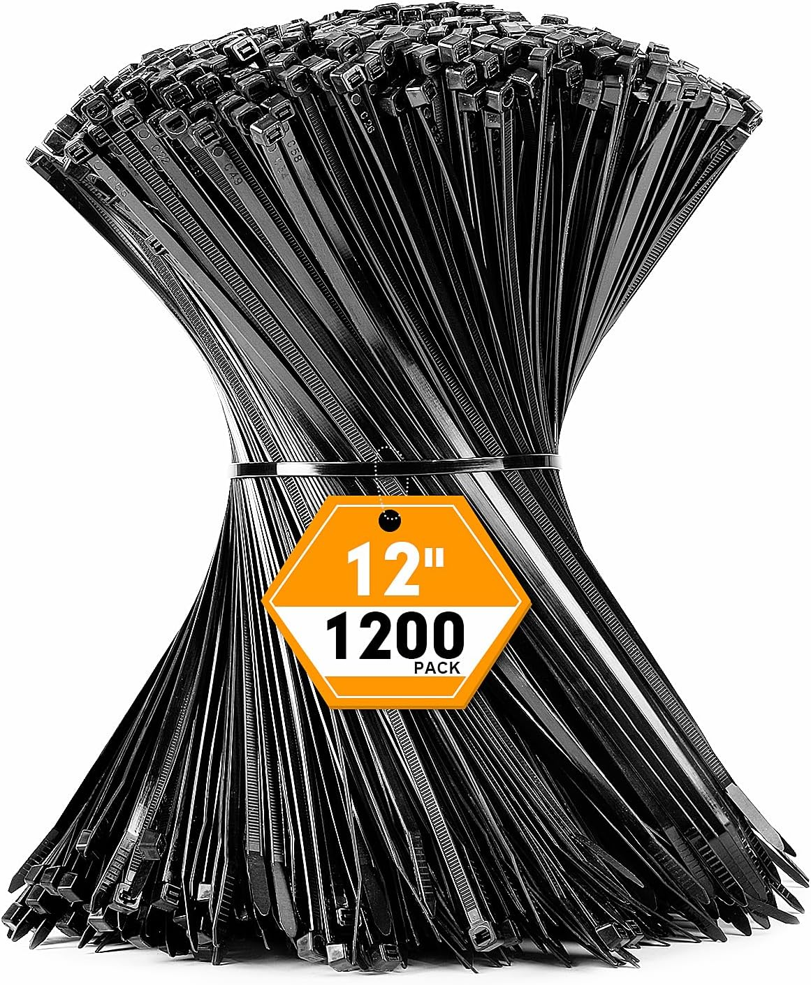 RAZCC 1200Pcs Black Cable Zip Ties 12 Inch, Heavy Duty Plastic Nylon Tie Wraps with 50Lb Tensile Strength for Indoor & Outdoor image number 6