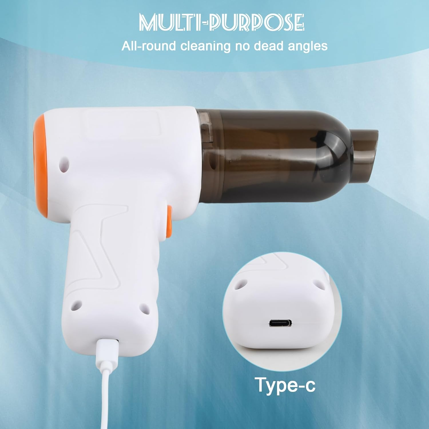 Handheld Vacuum Cleaner Powerful, 16000Pa Car Vacuum Cleaner Cordless, 4-In-1 Compressed Air Duster & Air Blower & Pump, USB Rechargeable 200W, Car Hoover for Pet Hair Sofa Home Office (Black) image number 2