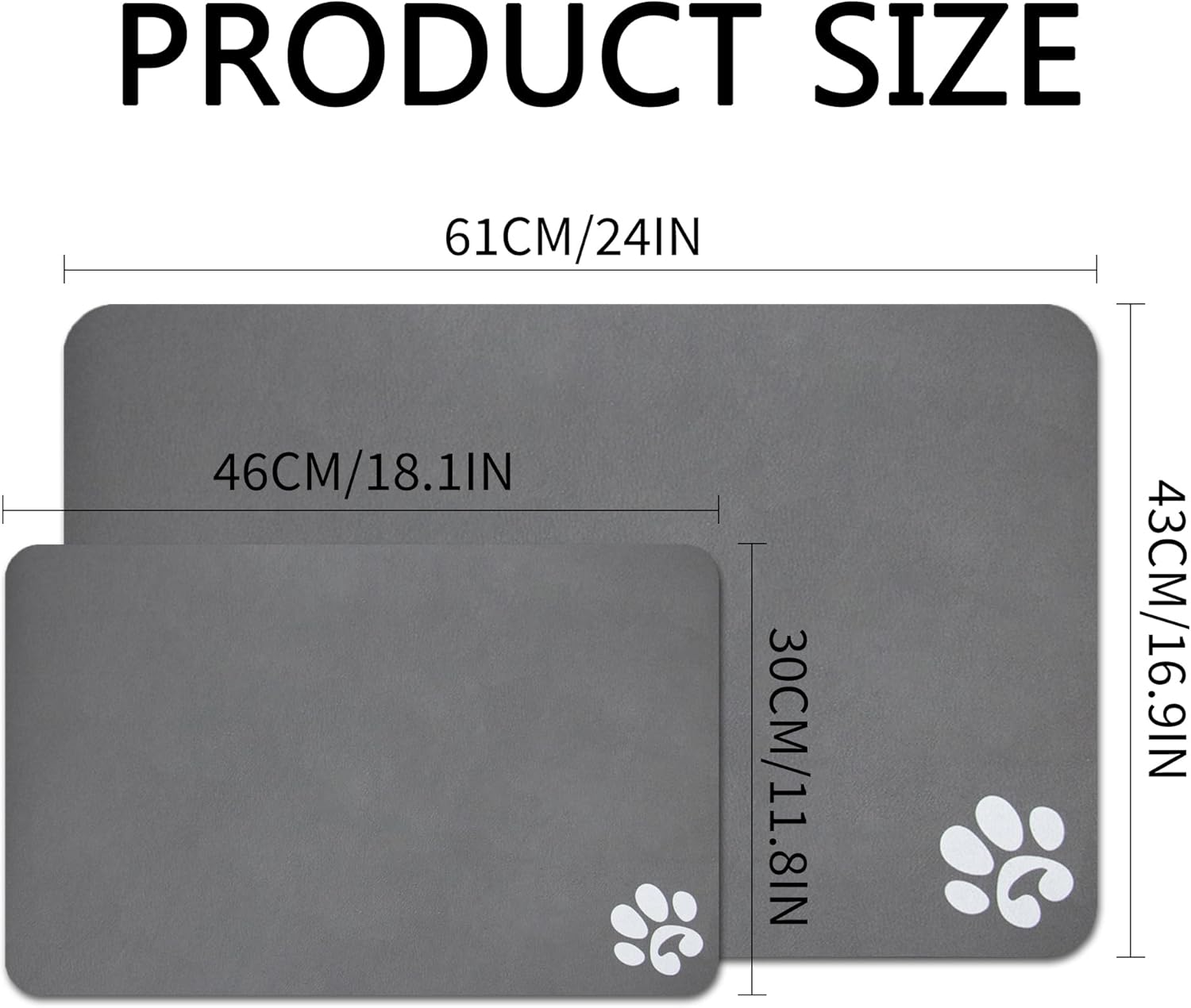 YCT Pet Cat Food Mats - Non-Slip Super Absorbent, 18.1 X 11.8 Inches, Dark Grey image number 5