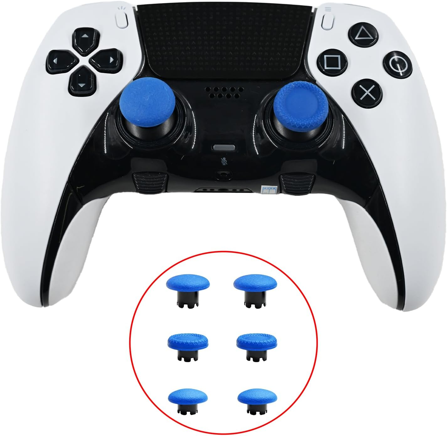 Thumbsticks for PS5 Edge Controller, Thumbsticks Paddles Replacement for PS5 Dualsense Controller, 6 in 1 Accessories Parts for PS5 Dualsense Edge Controller Analog Joystick Repair Kit (Blue) image number 3