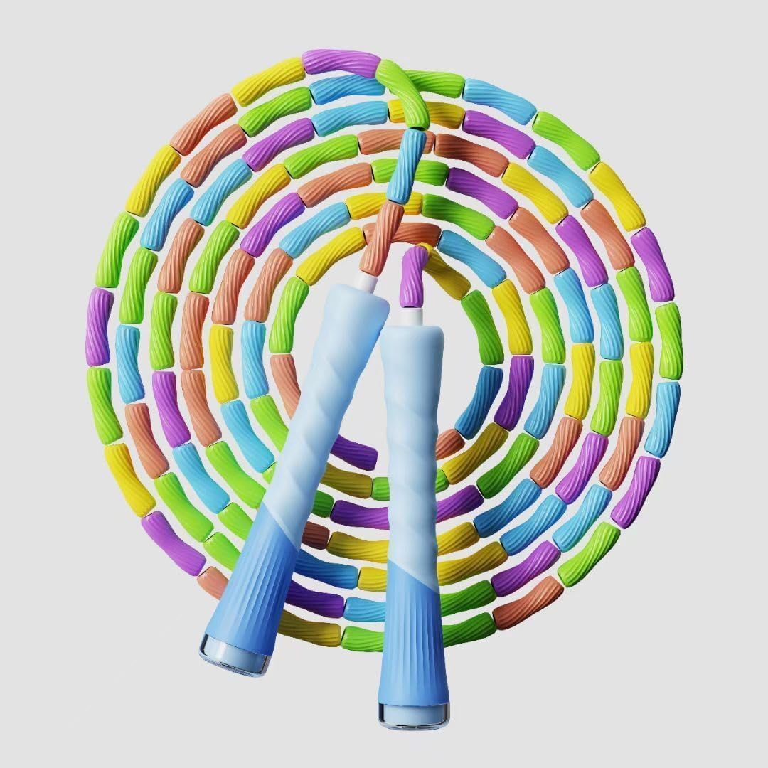 Skipping Rope Kids, Tangle-Free Segmented Soft Beaded Jump Rope Adjustable Length, Jump Rope for Kids Outdoor Fitness, Gymnastics, Training, Exercise and Weight Loss image number 5