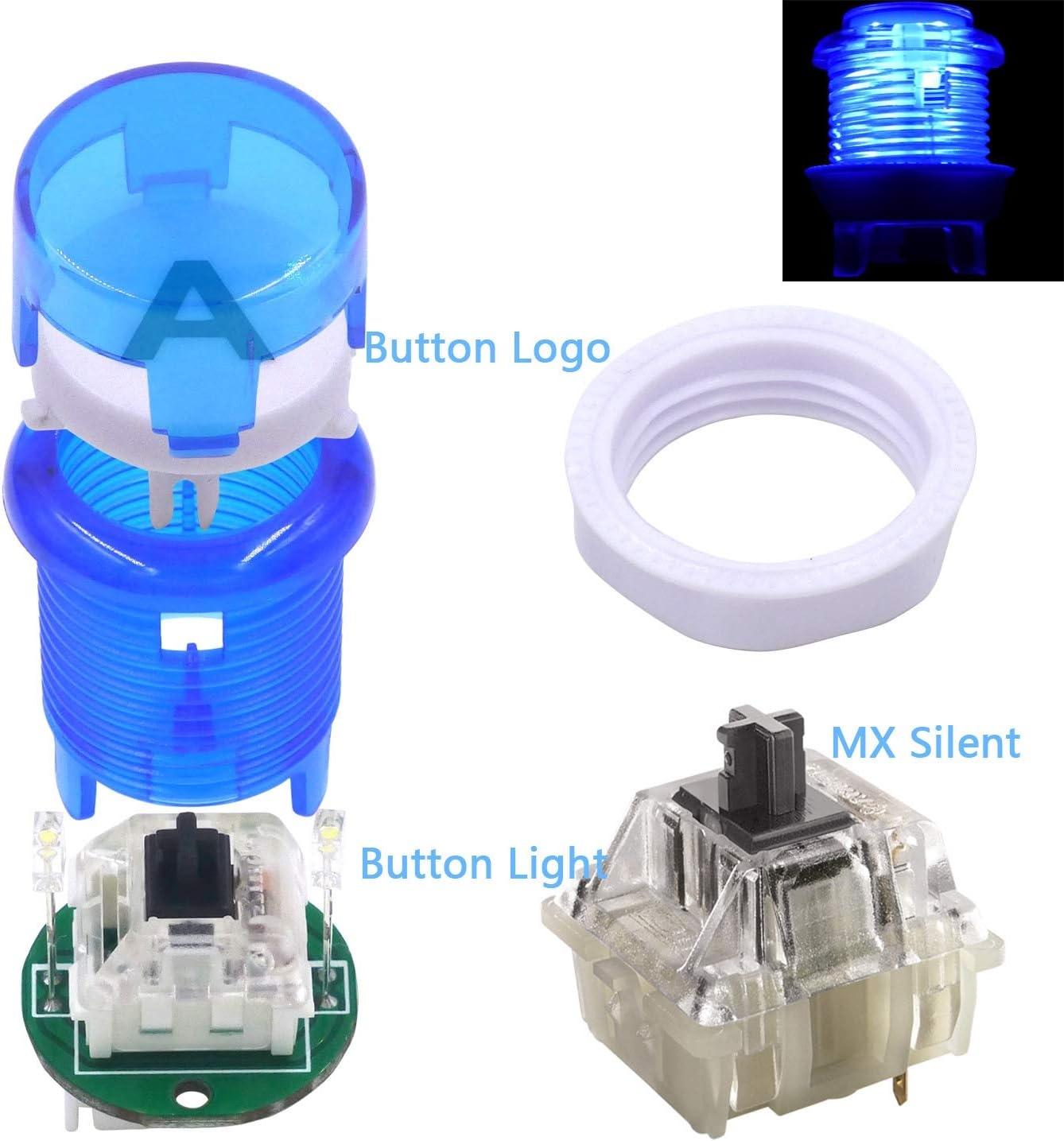 SJ@JX Arcade 2 Player Game Controller Stick DIY Kit LED Buttons with Logo MX Microswitch 8 Way Joystick USB Encoder Cable for PC MAME Raspberry Pi Color Mix image number 5