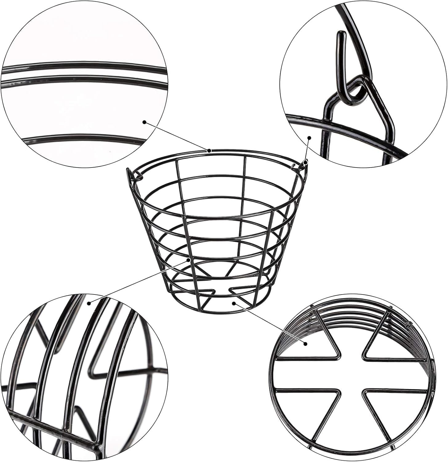 ENERKEEN Golf Ball Basket - Metal Range Bucket with Handle, Holds 50 Balls, Ideal for Men and Kids, Golf Ball Storage Container (Balls Not Included)