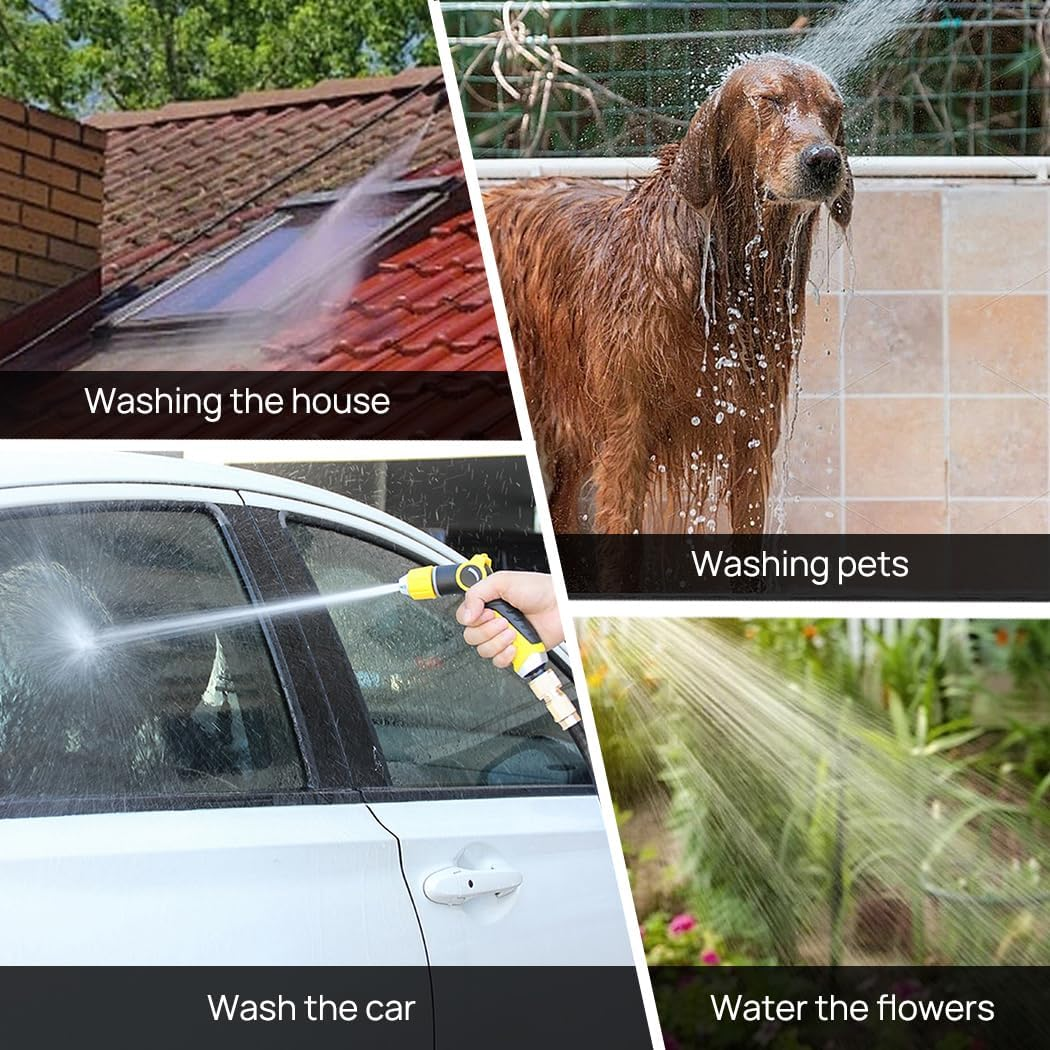 Velmora Expandable Garden Hose with 8 Spray Nozzle, Flexible Lightweight Garden Water Hose with Storage Bag & Anti-Leak Connectors for Lawn, Plants (Yellow25Ft, 2.5M-7.5M) image number 4