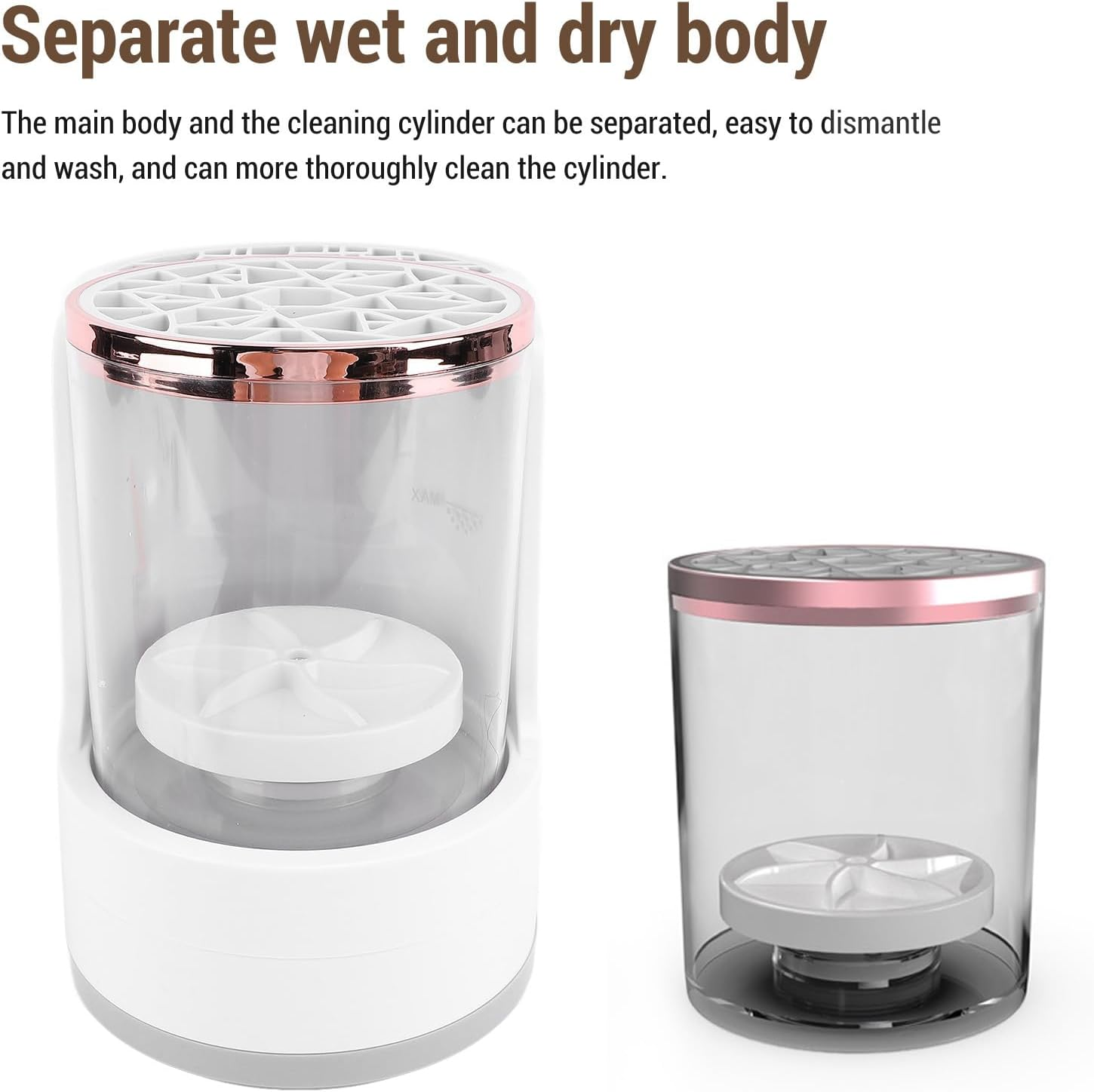 Electric Makeup Brush Cleaner, Cosmetic Brush Cleaner, Detachable Makeup Brush Cleaner Dryer Machine with 2H 5H Timer, Automatic Makeup Brush Cleaner for All Size Makeup Brush image number 1