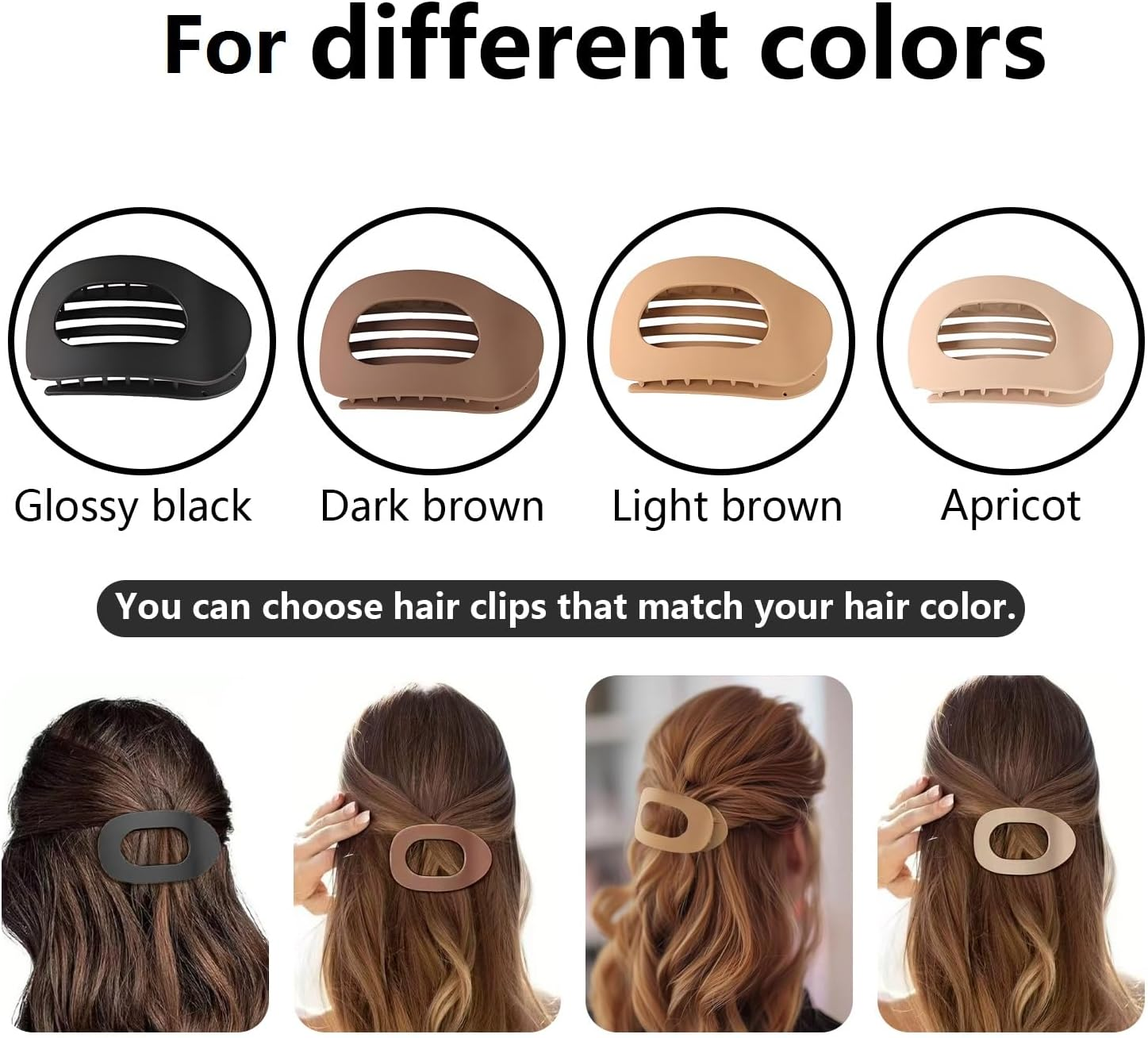 Topbine 4 Pcs Flat Hair Clips for Women,French Design Flat Hair Claws,Fashionable Geometry Hold Lay down Claw Clamps Hair Barrettes Alligator Clip for Thick Thin Hair image number 1