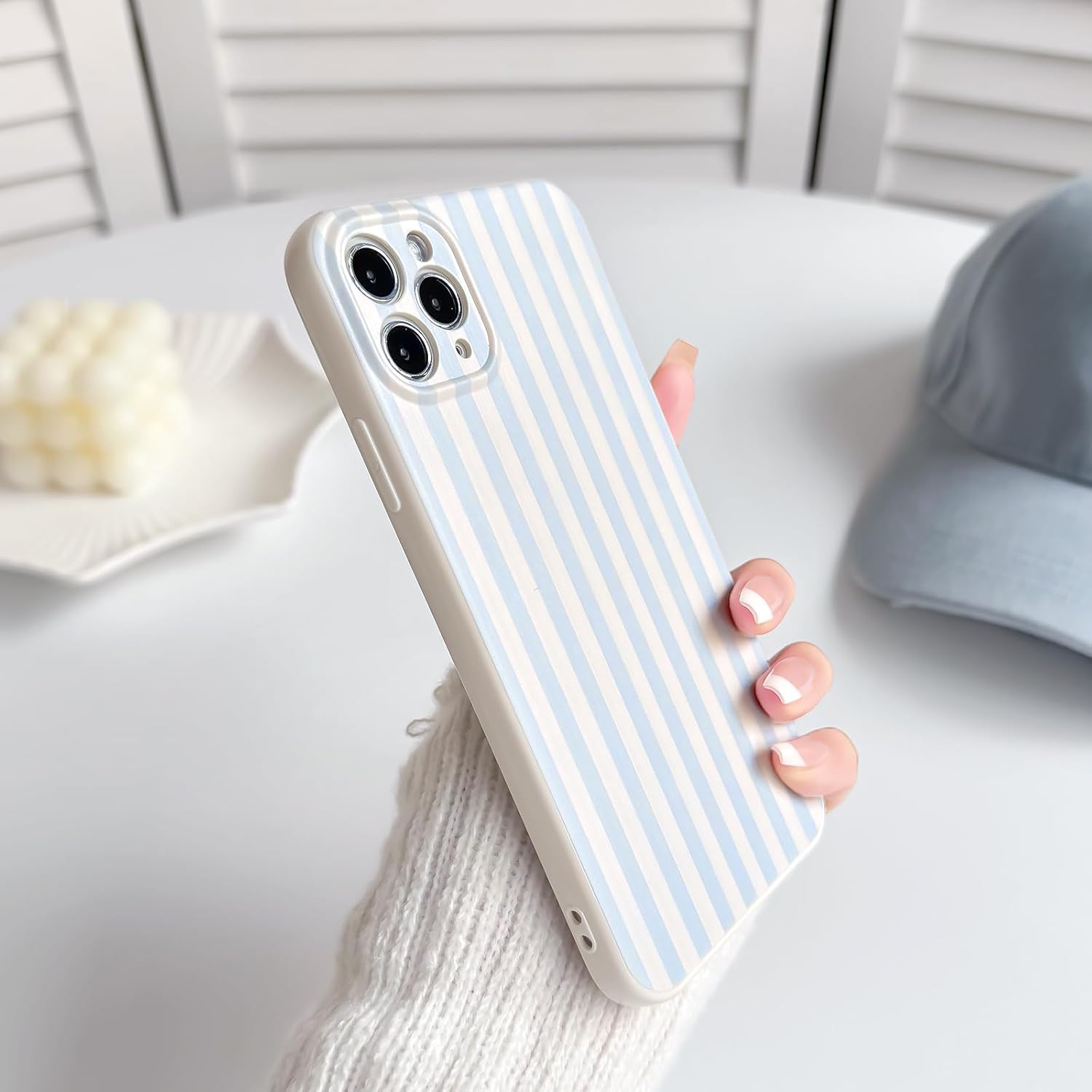 Lovmooful Compatible for Iphone 11 Pro Max Case Cute Color Striped with Aesthetics Design for Girls Women Soft TPU Shockproof More Protective Girly for Iphone 11 Pro Max Case-Blue image number 4