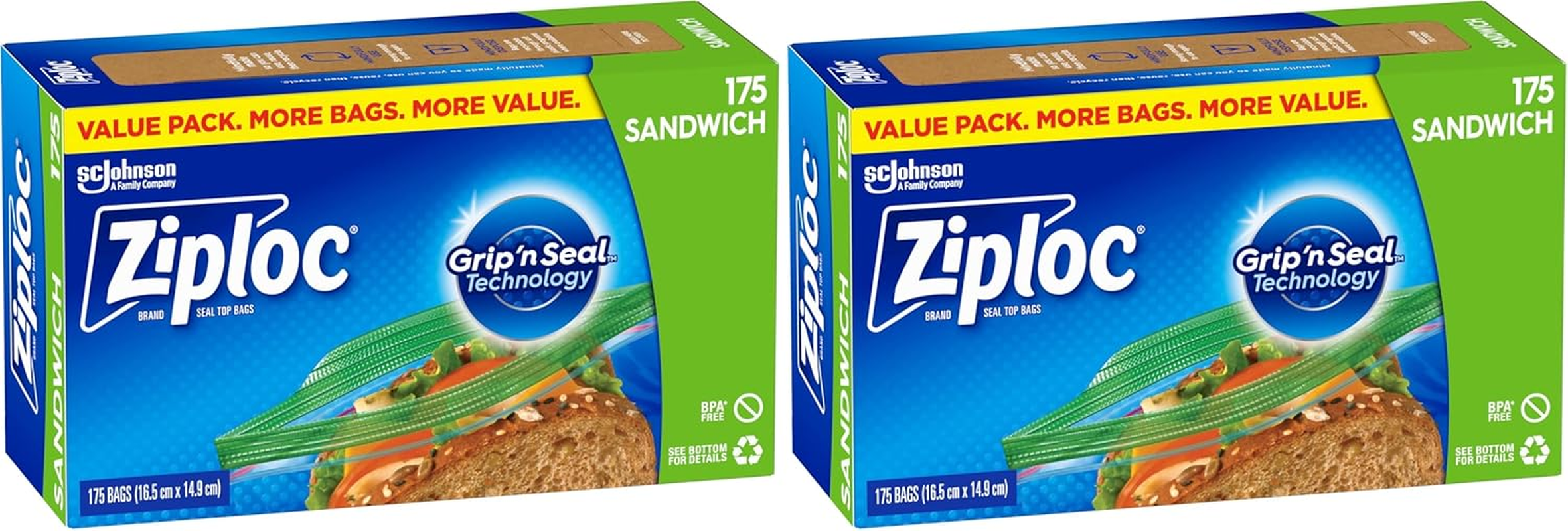 Ziploc Sandwich Bags Resealable Food Storage Value Pack 350 Pack image number 1