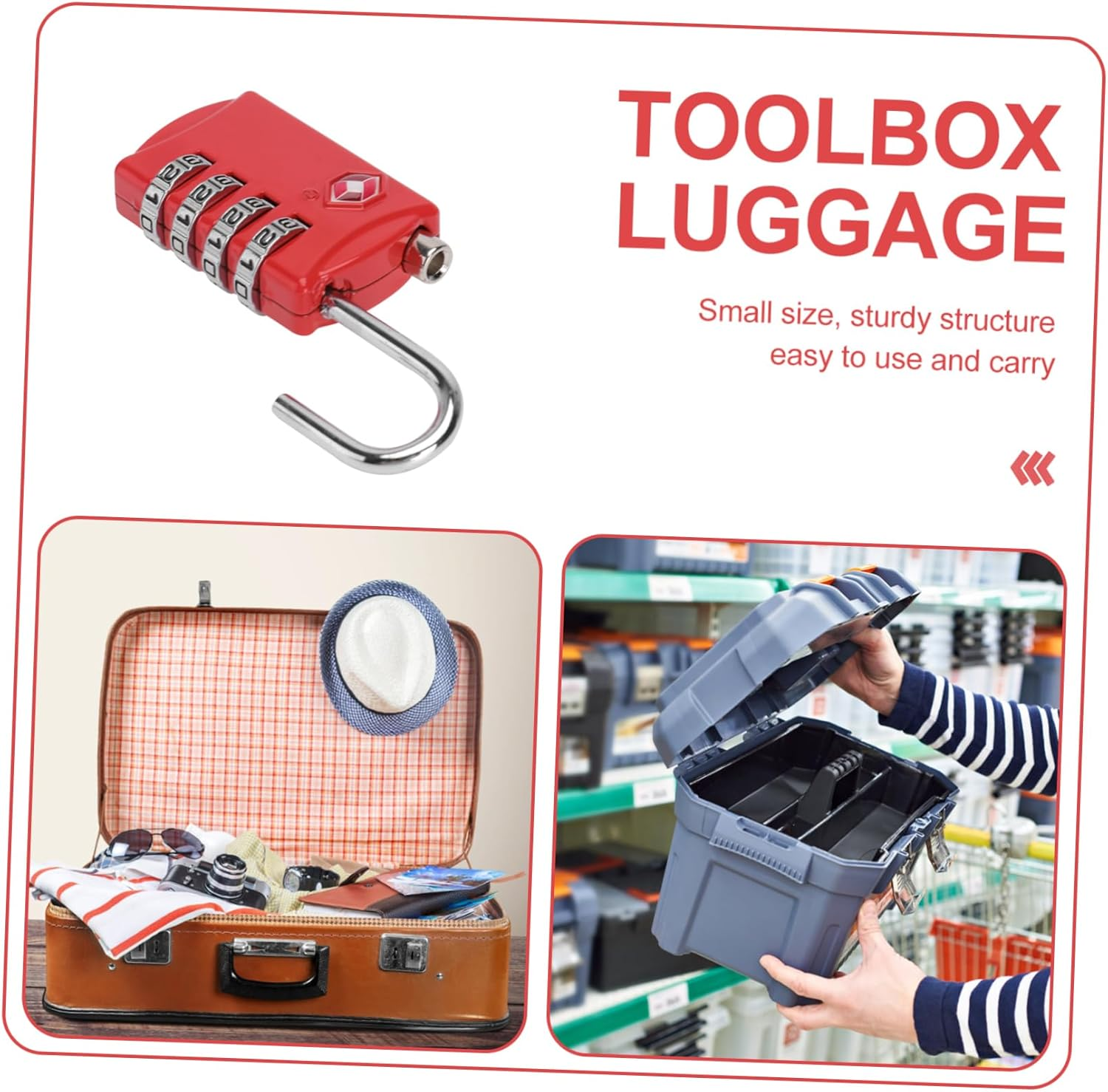 Veemoon Easy Reset 3 Combination Lock Padlock Approved Luggage Locks for Suitcases Toolboxes image number 6