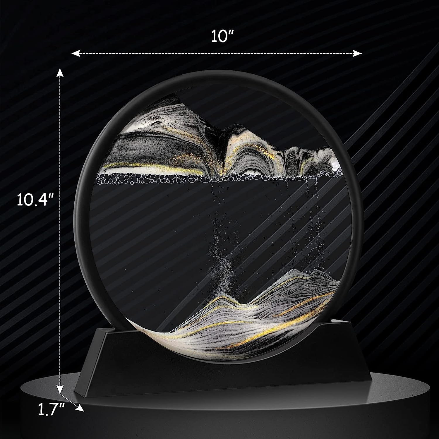 Sandbilder-Moving Sand Art Picture - Liquid Motion, Falling Sand Decor, 3D Deep Sea Sandscape, Rotary Glass Frame Display, Flowing Sand Relaxing Toy for Kids/Adults (Black, 7") image number 5