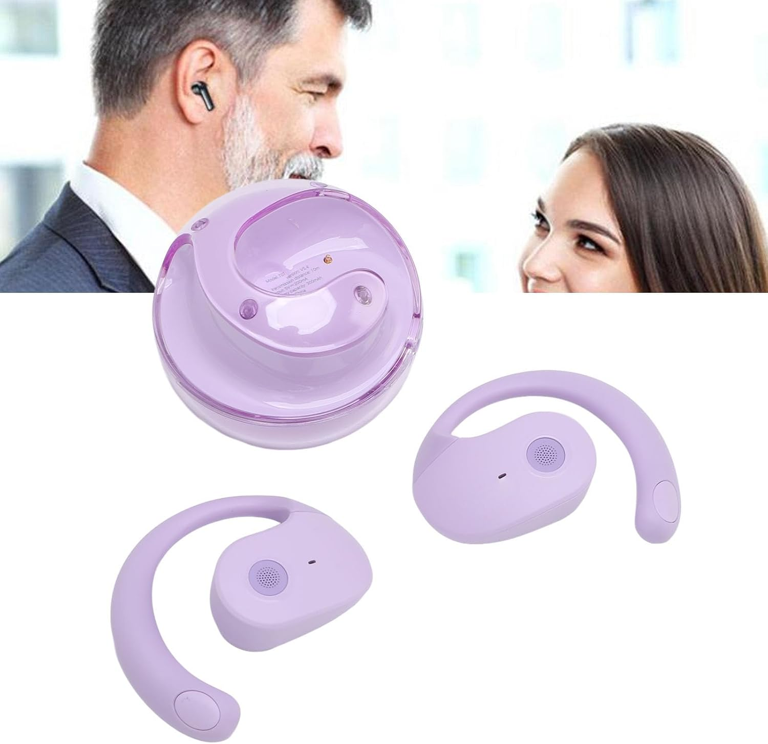 Pomya Language Translation Earbuds, Translator Earbuds Real Time, 144 Languages & Accents Online Translation Device with APP for Ios & Android, Bluetooth5.4 Wirelesss Clip on Earbuds, (Purple) - Purple image number 5