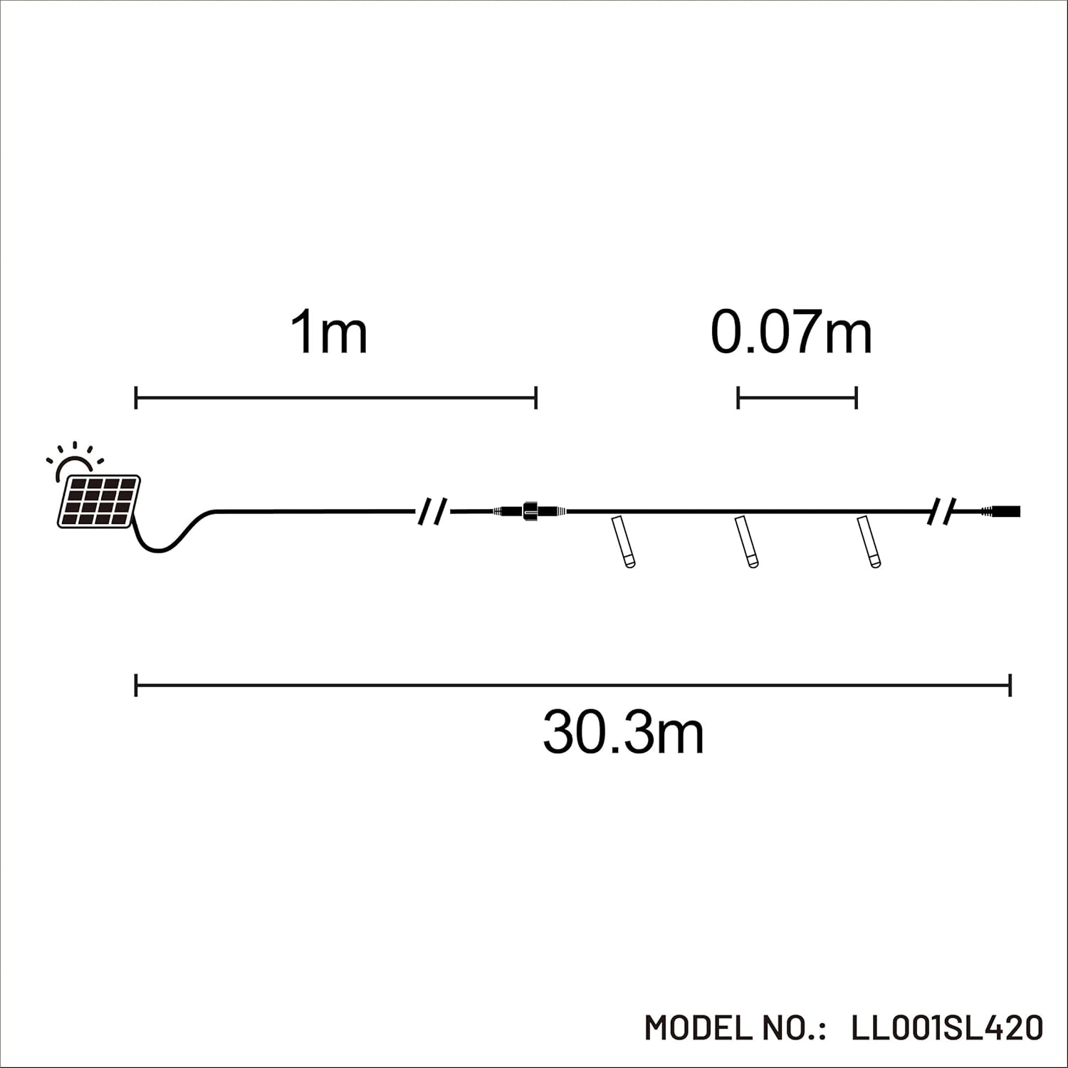 Solar 420 LED Fairy Light Chain Dark Green Cable - 4 Colour Options - Blue