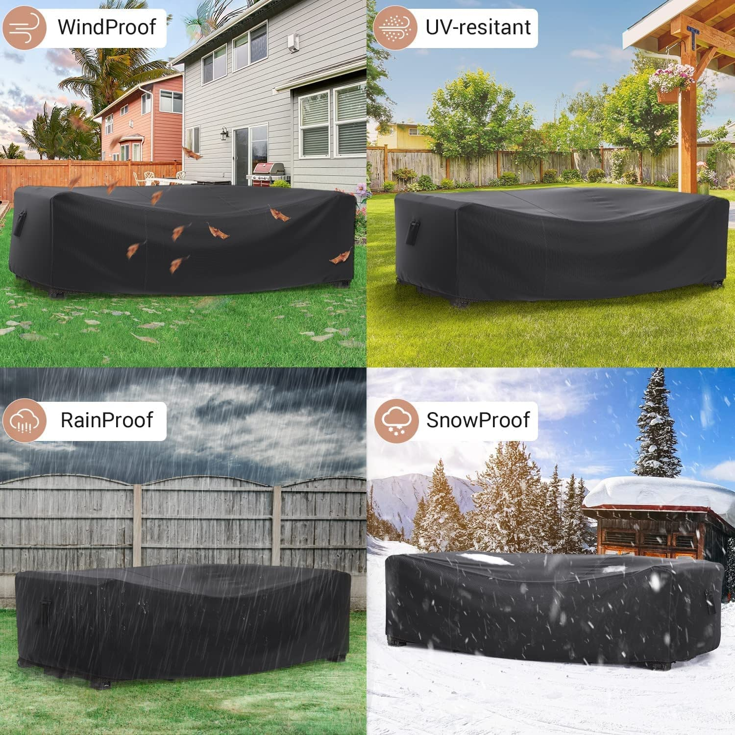Patio Furniture Set Cover Waterproof, DFWEIHUI Outdoor Sectional Sofa Set Cover Heavy Duty 210D Table and Chair Set Cover (250 * 150 * 90) image number 4