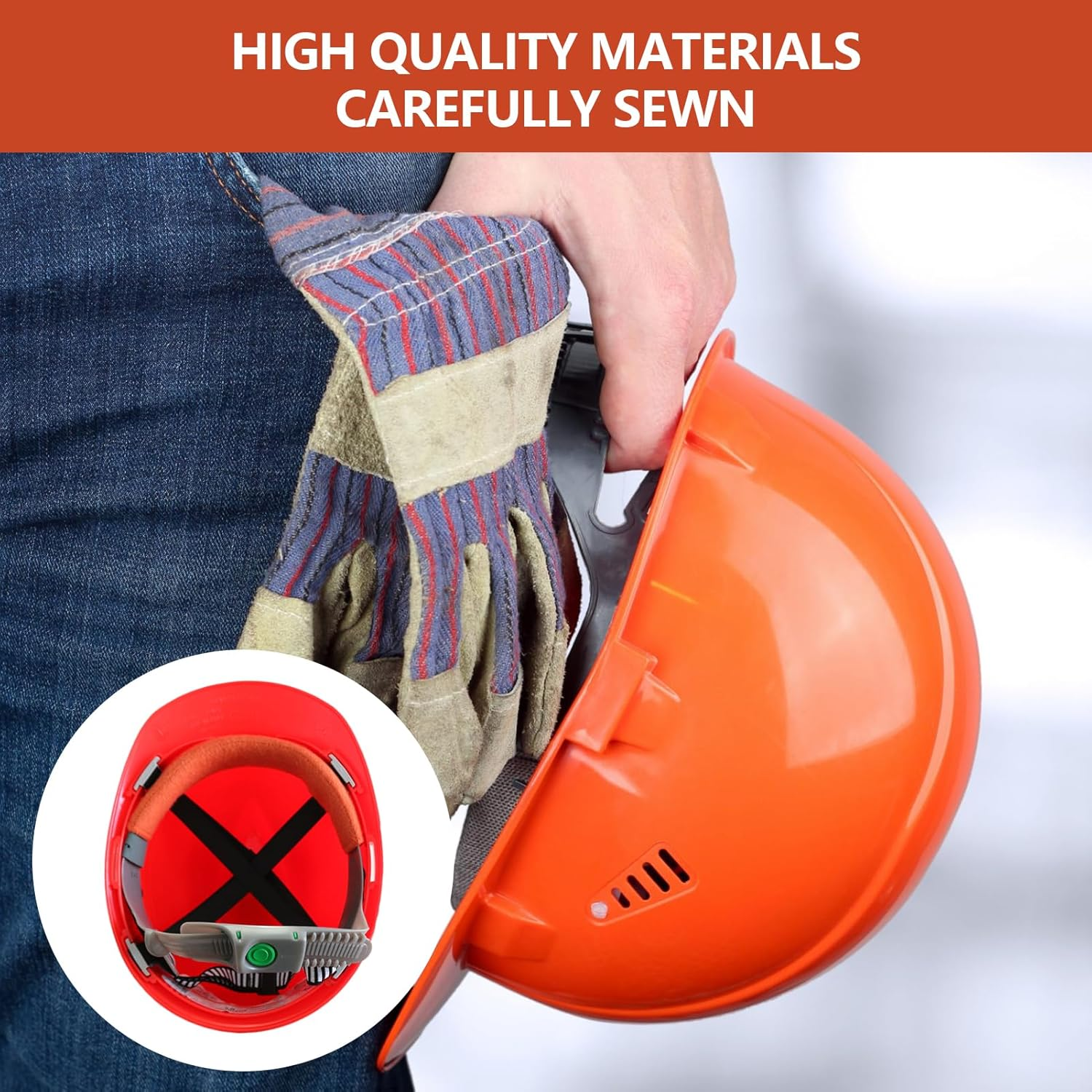 Welding Helmet Orange Sweat Bands, Orange Sweatband, 4 Pack Self-Adhesive Hardhat Sweatbands, Washable Pads, Welding Helmet Liner for Construction Chainsaw Hard Hat Keep Dry