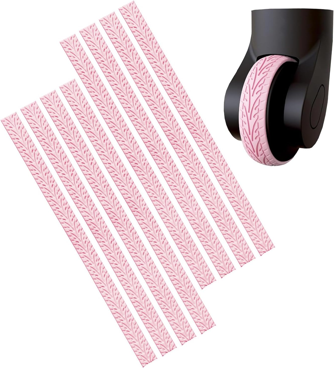 EKIND Luggage Suitcase Wheel Protectors Silent anti Vibration Wear Resistant Cuttable Size Silicone Covers for Spinner Trolley Travel Case Office Chair (8PCS, Pink) image number 2