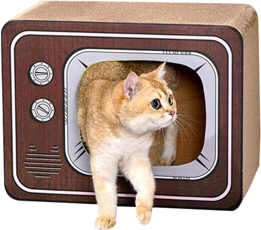 TOMVAES Radio Cat Scratcher Cardboard Lounge Bed Cat Scratching Board Durable Board Pads Prevents Furniture Damage Cat Scratchers & Play House for Cat Birthday,Wood (M, Radio) image number 6