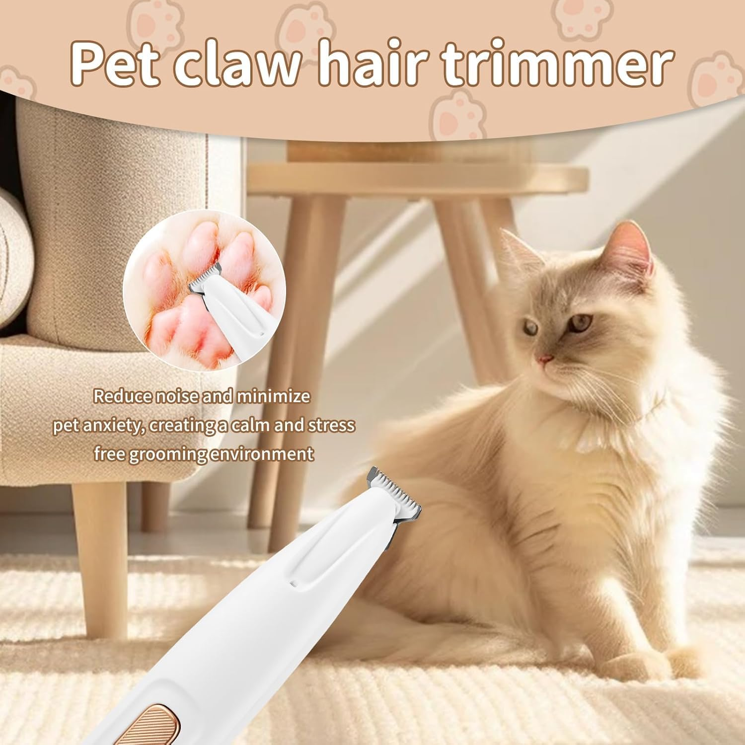 Dog Paw Trimmer, Electric Dog Trimmer, Multifunctional Pet Hair Clippers Dog Paw Trimmer for Grooming, 35Db Ultra-Low Noise Waterproof Dog Trimmers with Light, Suitable for Cats and Dogs image number 6