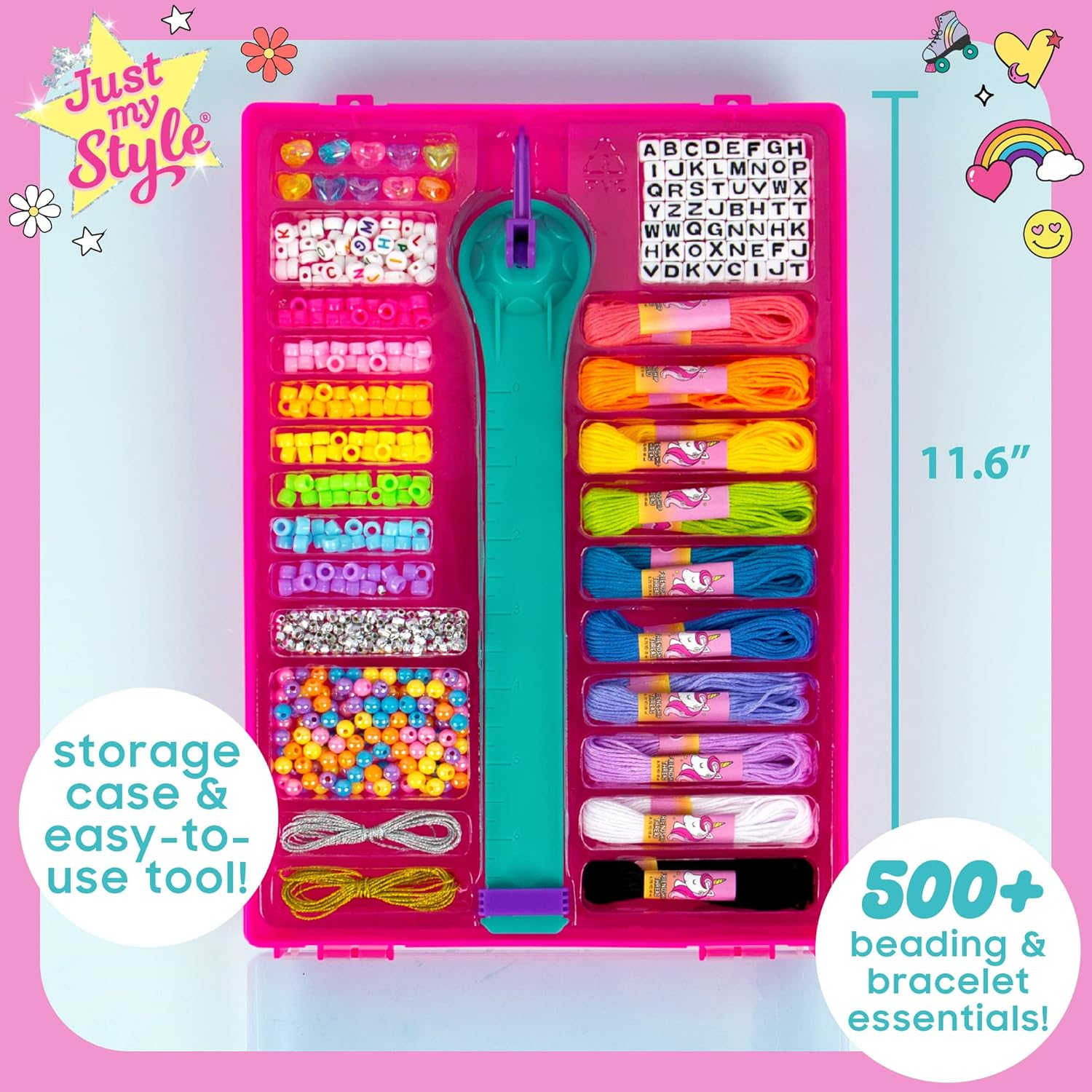 Just My Style On-The-Go Jewelry Studio, Bracelet-Making Travel Kit, Great Bead Kit for Weekend or Sleepover Activity, Fun Girl'S Night, DIY Bead & Braid Set for Kids Ages 6, 7, 8, 9 image number 4