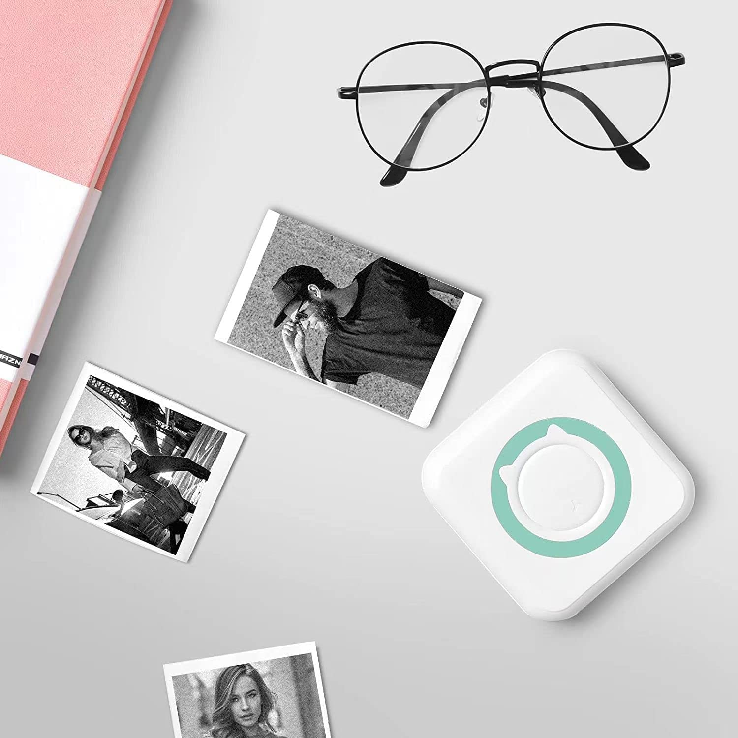 AURTEC Mini Thermal Printer, Portable Wireless Bluetooth Inkless Printer with 3 Rolls of Sticker and 3 Rolls of Thermal Paper, Compatible with Android/Ios, Pocket Printer for Memo, DIY, Photo and More image number 2