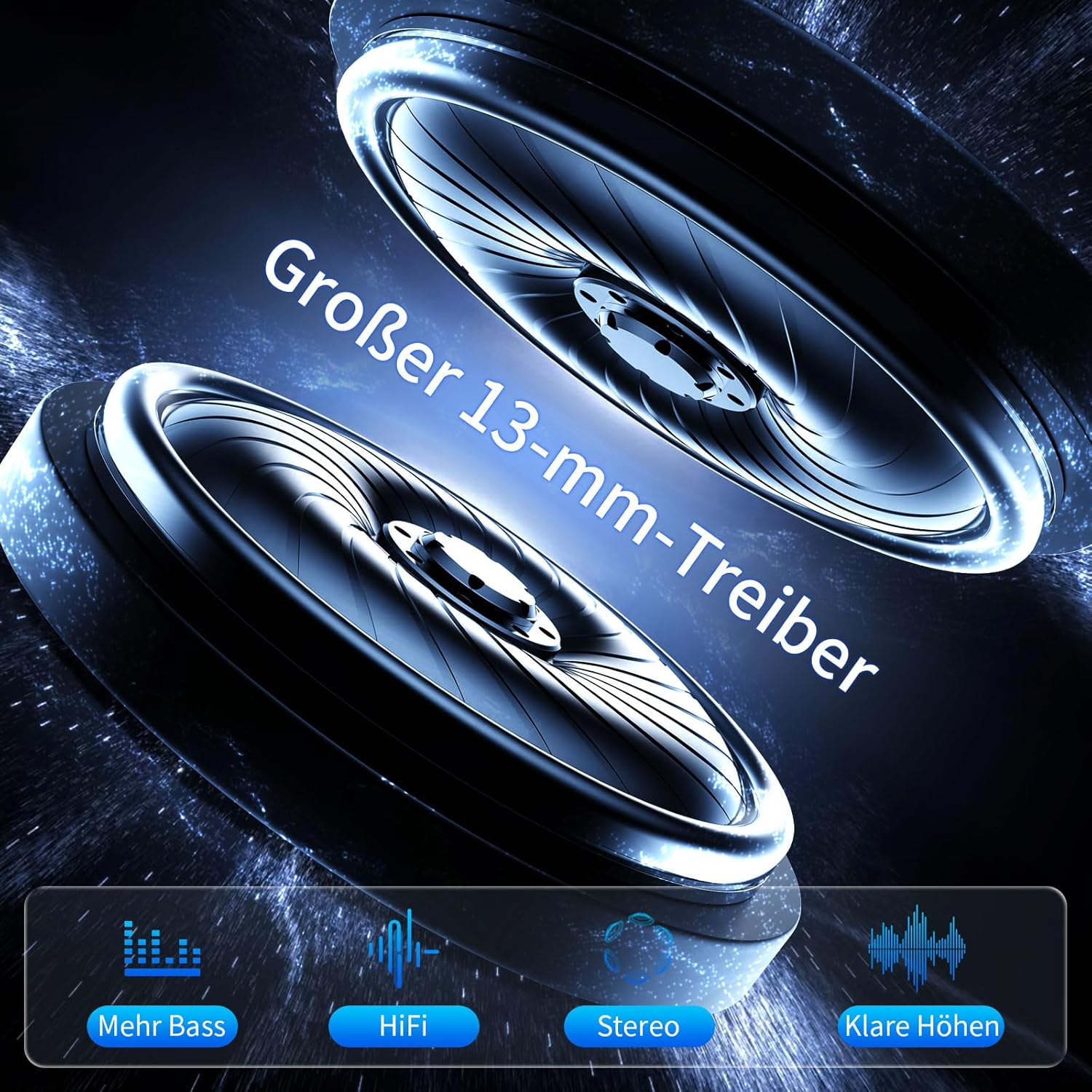 Bluetooth Headphones in Ear, 6 Microphones, ENC Noise Cancelling for Clearer Calls, Wireless Bluetooth 5.4 Hifi Deep Bass, USB C Headphones, 48 Hours, LED, IPX7 Waterproof Sports Earphones, Black