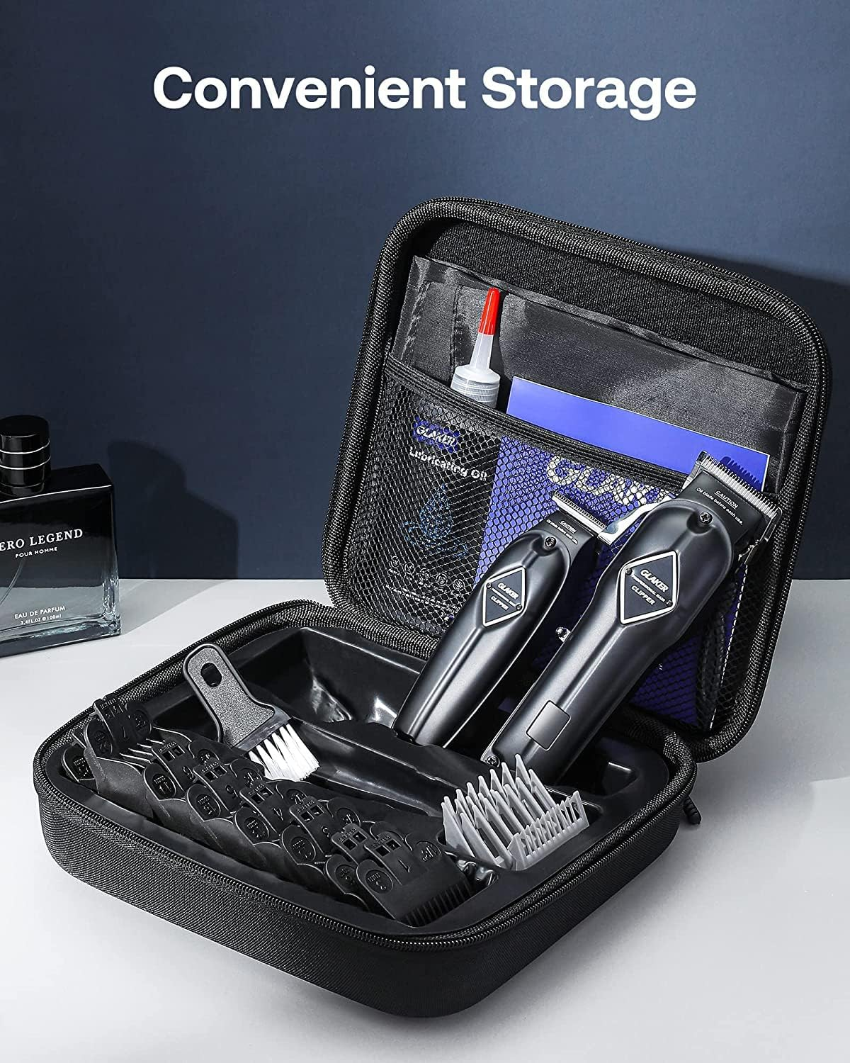 GLAKER Professional Hair Clippers and T-Blade Trimmer, Cordless Mens Hair Clippers Cut for Women Kids, Barber Clippers Rechargeable Fading Clippers with 15PCS Guards OBM Large Oil Included image number 1