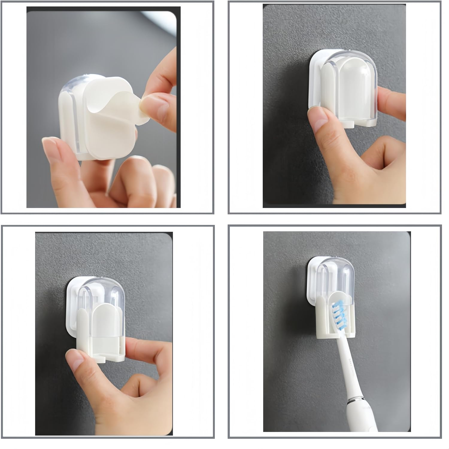 4Pcs Toothbrush Holder, Ai-Oumleef Toothbrush Holder Wall Mounted with Cover, Wall Mounted Toothbrush Holder for Bathroom,Toothbrush Covers Wall Mounted,Toothbrush Head Cover Holders Wall Mounted image number 3