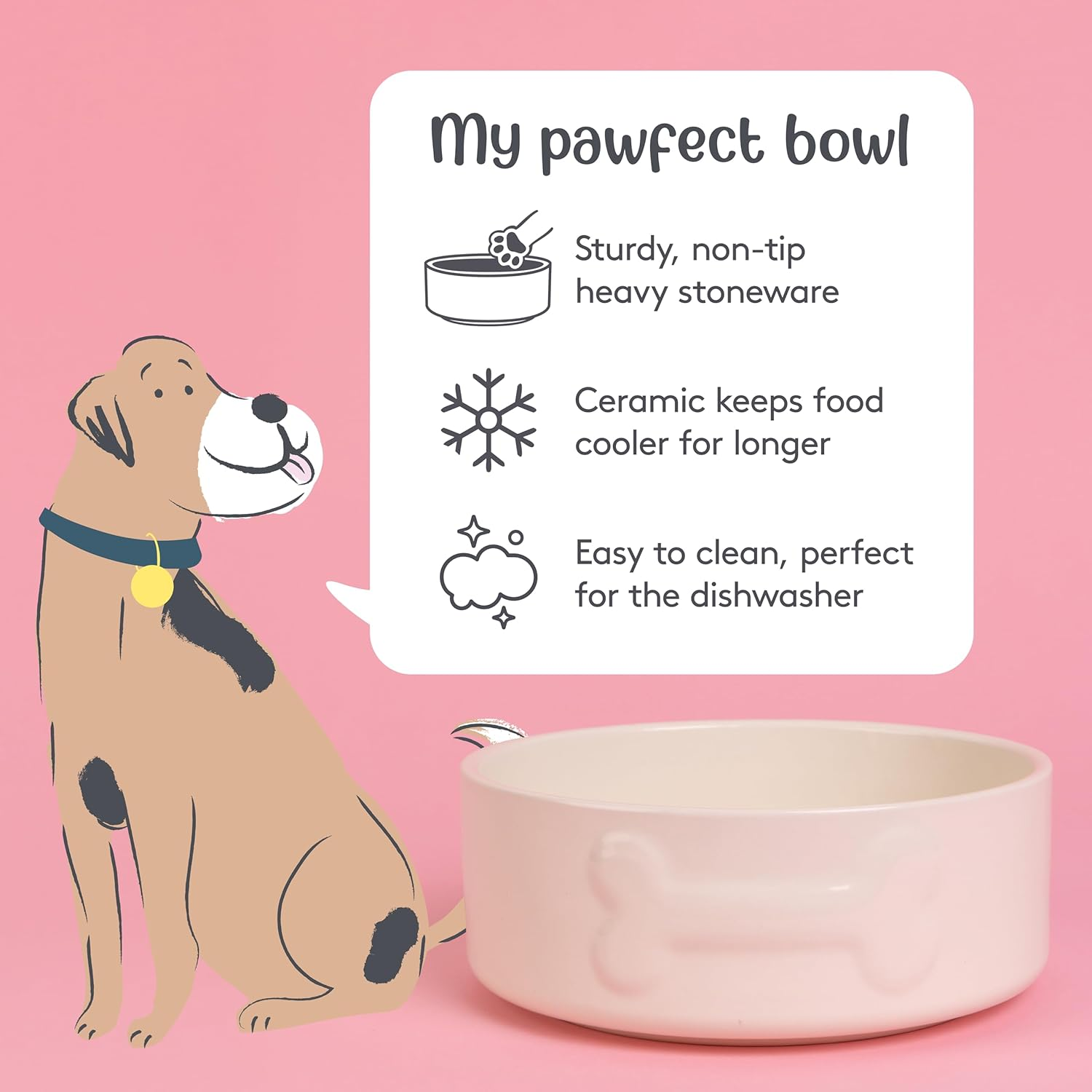 Mason Cash Ceramic Bowl for Dogs and Cats, 20 Cm, Cream image number 2