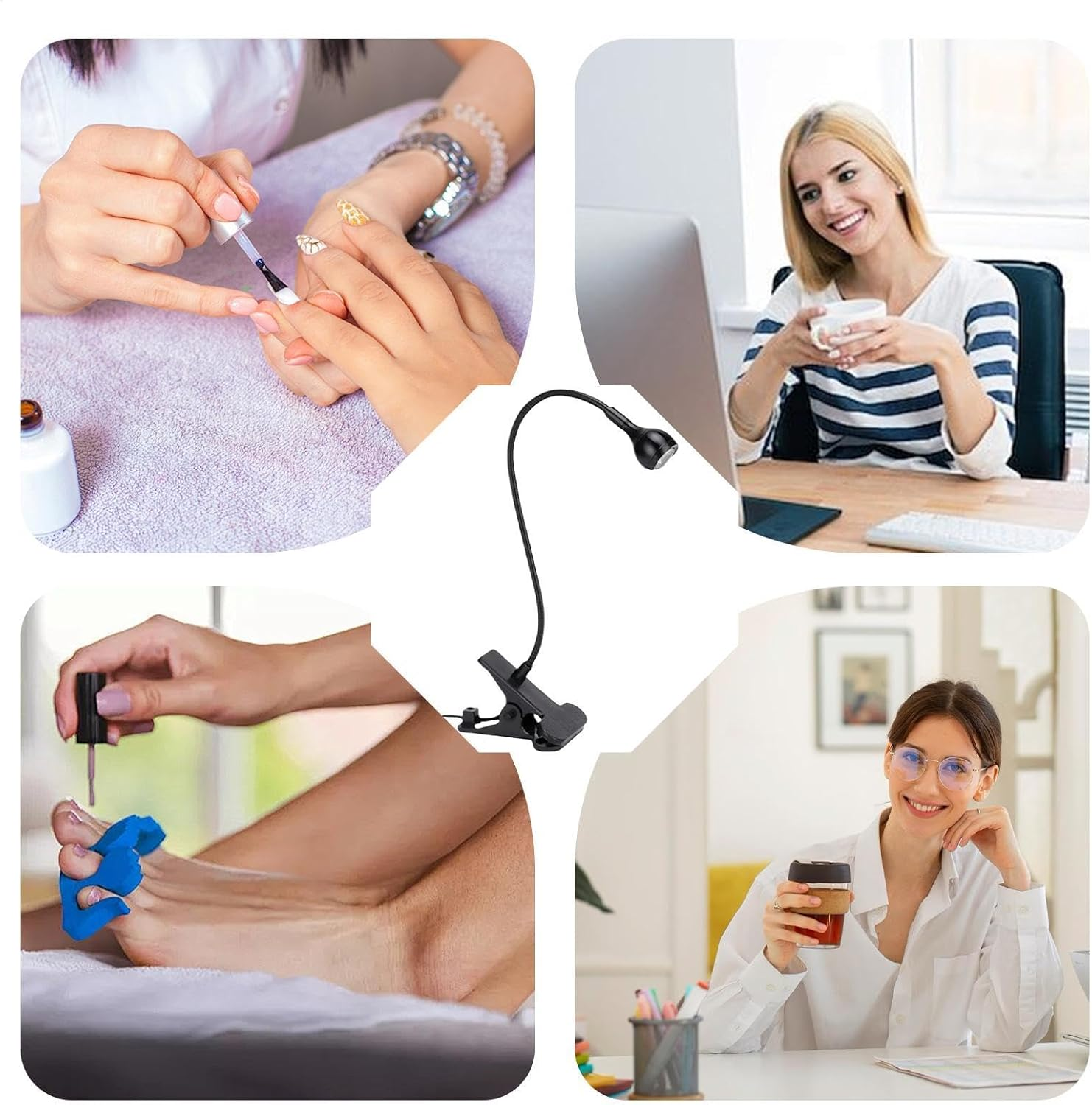 Huvqianu UV Nail Dryer Lamp, Small UV Nail Lamp, Manicure Dryer Lamp, Compact UV Nail Lamp, Quick Dry Gooseneck Nail Lamp, USB Powered UV Nail Dryer for Gel Polish, Women image number 1