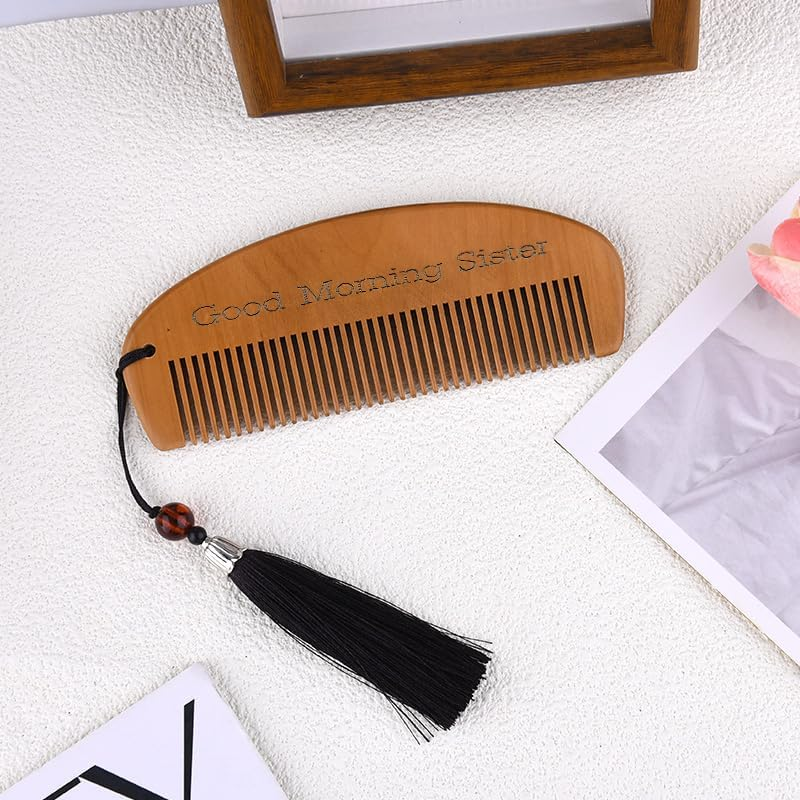 Sisters Birthday Gift from Sister Engraved Good Morning Sister Wooden Hair Comb Gifts for Women Soul Unbiological Sister'S Gifts for Big Little Sisters Big Sis Lil Sis Combs image number 6
