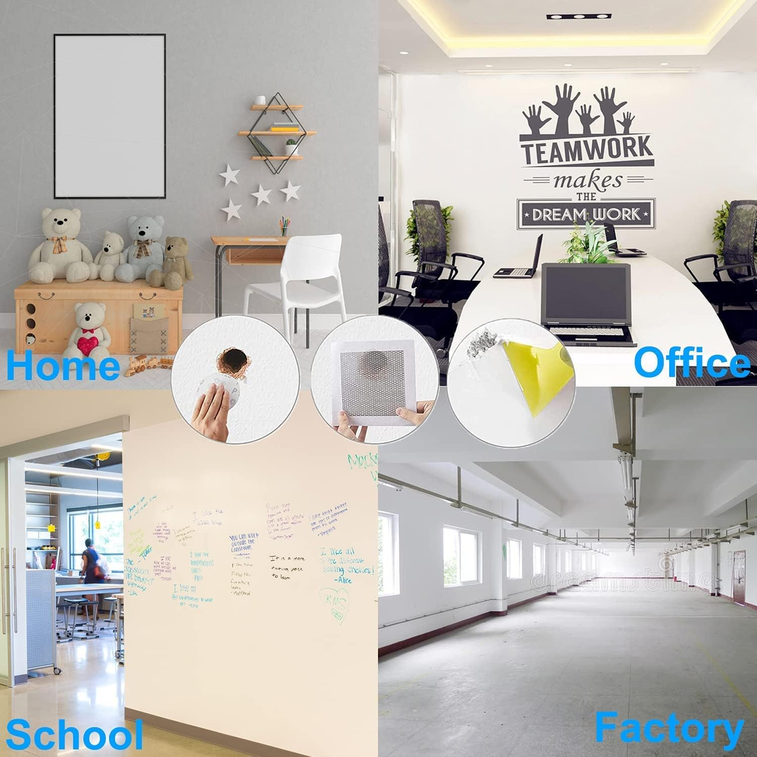 10 PCS Drywall Repair with 1 Scraper Kit, 10 CM Self-Adhesive Fiberglass Mesh Wall Repair Patch, 4 Inch Aluminum Wall Repair Patch Self Adhesive, Hole Repair Patch Kit for Damaged Drywall Ceiling image number 6