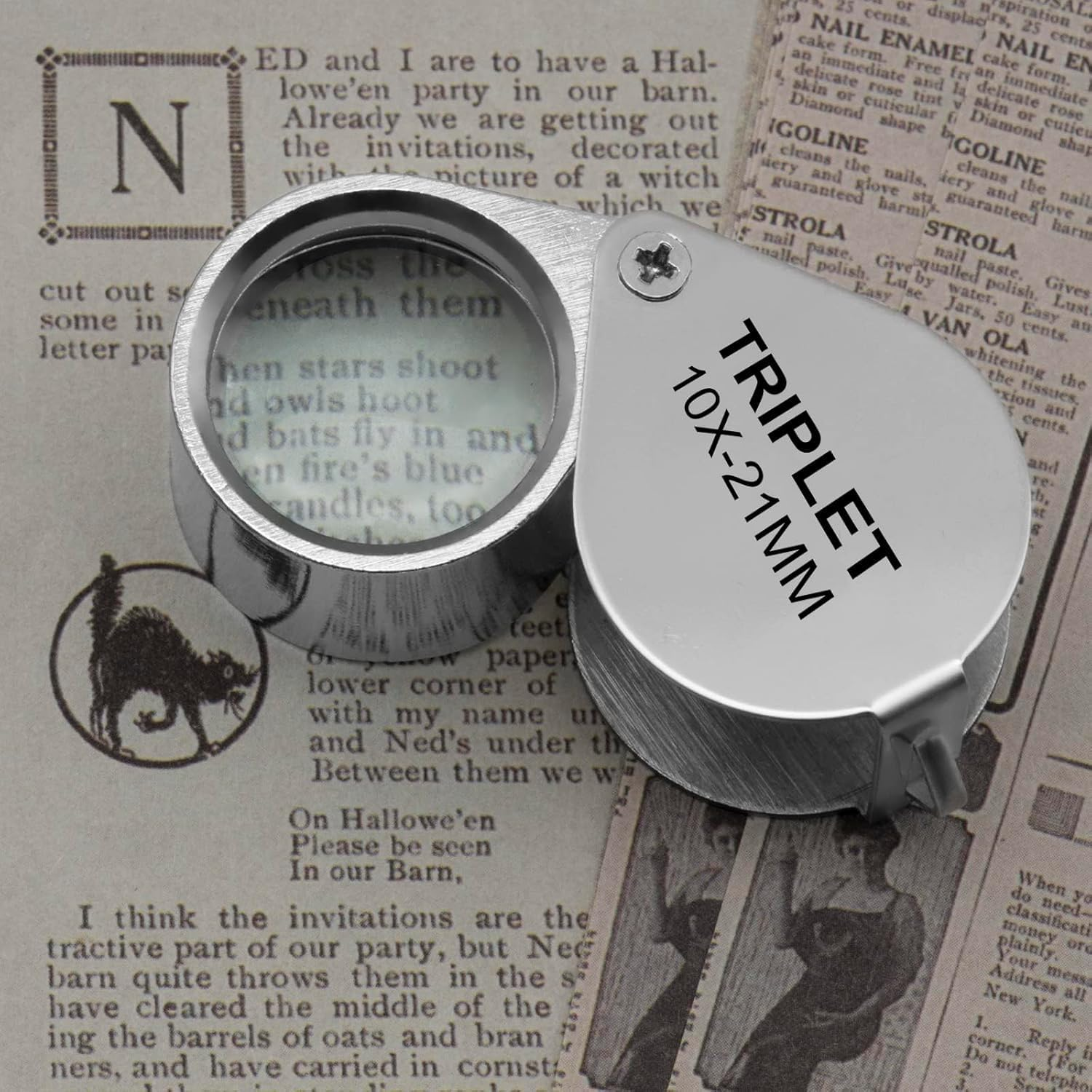 10 Times Metal Jewelry Magnifying Glass Tool Eye Foldable Magnifying Glass Triple Glass Magnifier(10X21Mm) image number 2