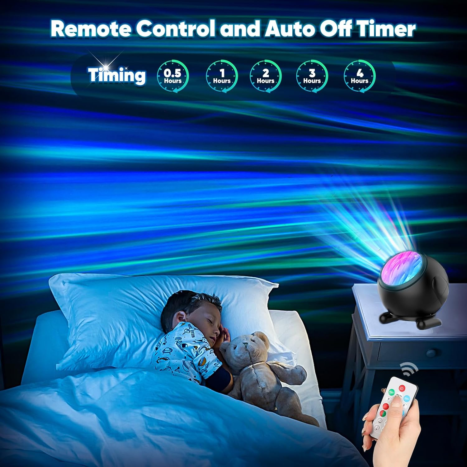 PRORAN Aurora Borealis Projector with White Noise and Remote Control - 8 Effects of Aurora, Adjustable Galaxy Bedroom Light, Sleep Timer image number 2