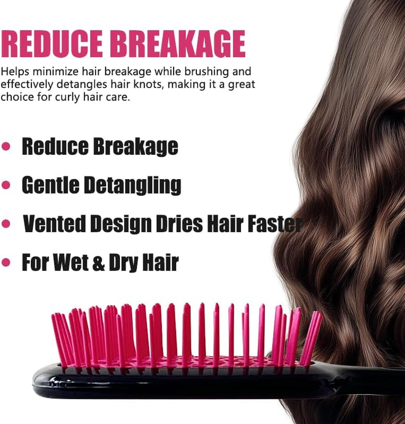 Curl Defining Brush Vented Hair Brush Hairbrush for Wet & Dry Hair for Women and Men Less Pulling Pain-Free Brushing (Blue) - Glitter Purple image number 3