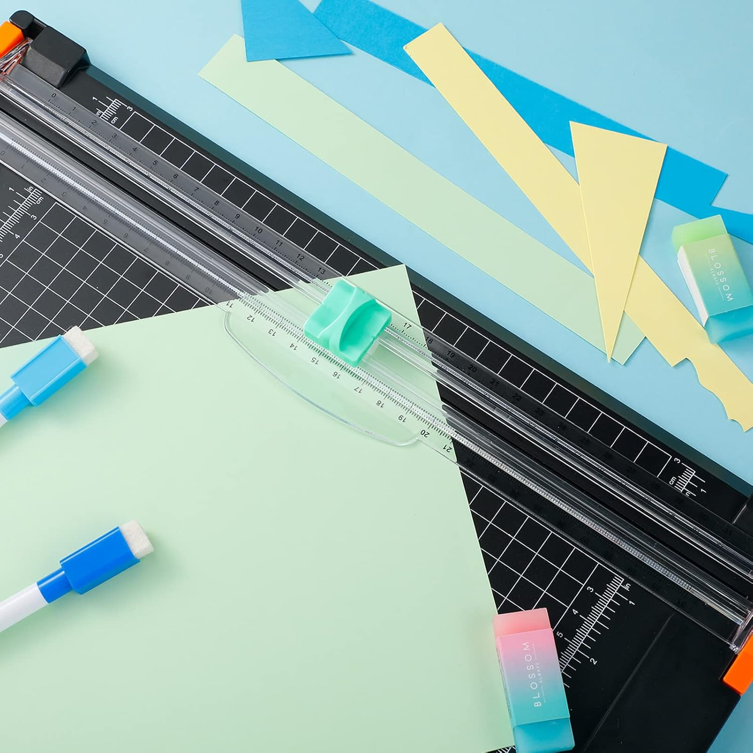 Mudder 10 Pieces Paper Cutter Replacement Blade Cutting Replacement Blades Refill for A4 Black and White Paper Trimmer(Mint Green) - Mint Green image number 5