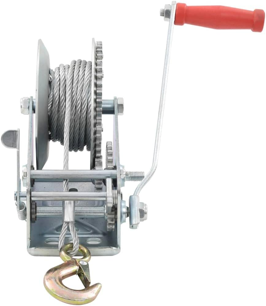 Heavy Duty Hand Winch 1360 Kg 3000 Lbs Manual Crank Boat Trailer Cable Hoist, Durable Iron Construction, 10M Cable Length for Pickup Trucks & Versatile Mobile Pulling Applications image number 1