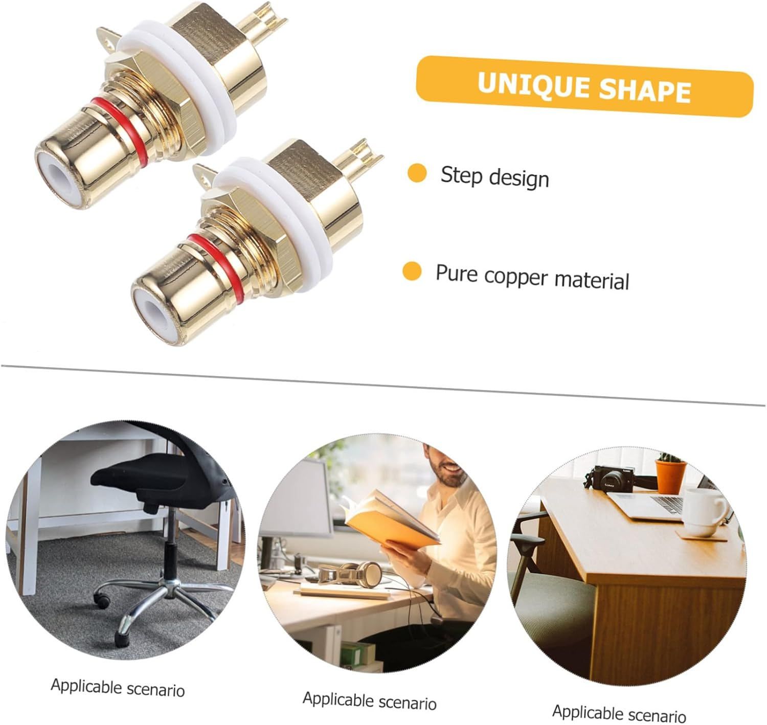 Bestonzon 2Pcs Pure Copper Female Socket Adapters Stepped Design Chassis Panel Mount Connectors for Stable Hi-Fi Audio Transmission and Secure Home Theater Installation image number 4