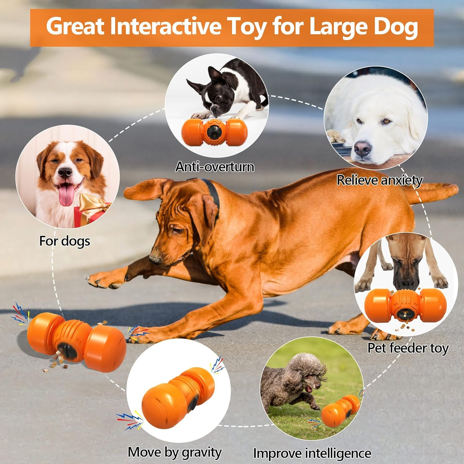 Squeaky Treat Dispensing Dog Enrichment Toys,Interactive Toy for Dogs,Squeaky Dog Chew Toys for Large Dogs,Dispenses Pet Treats &ndash; Brightly-Colored Dog Enrichment Toy for Aggressive Chewers Breed image number 3