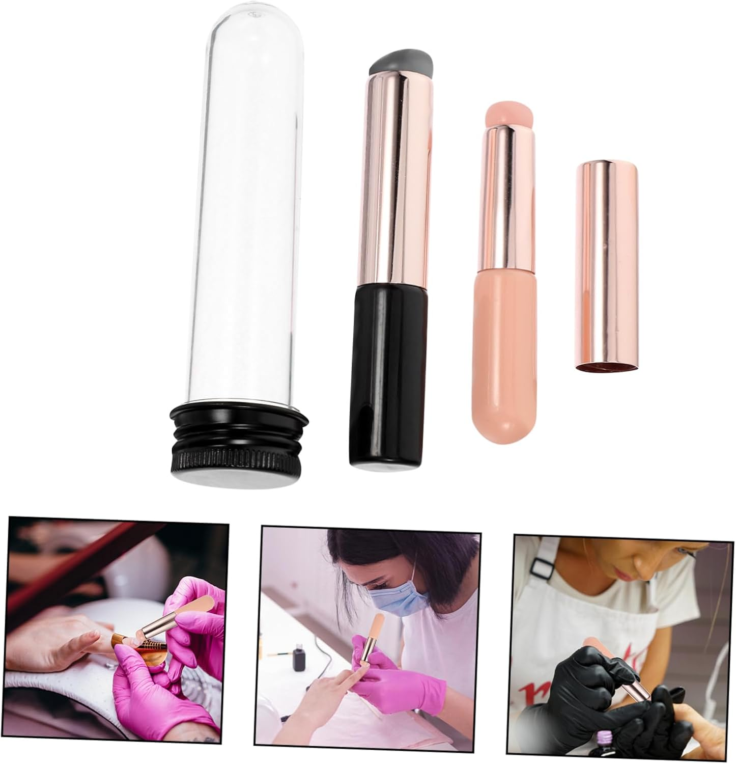 ADOCARN 2Pcs Nail Art Brushes Gradient Glue Tool Silicone Brush for Professional Application image number 2