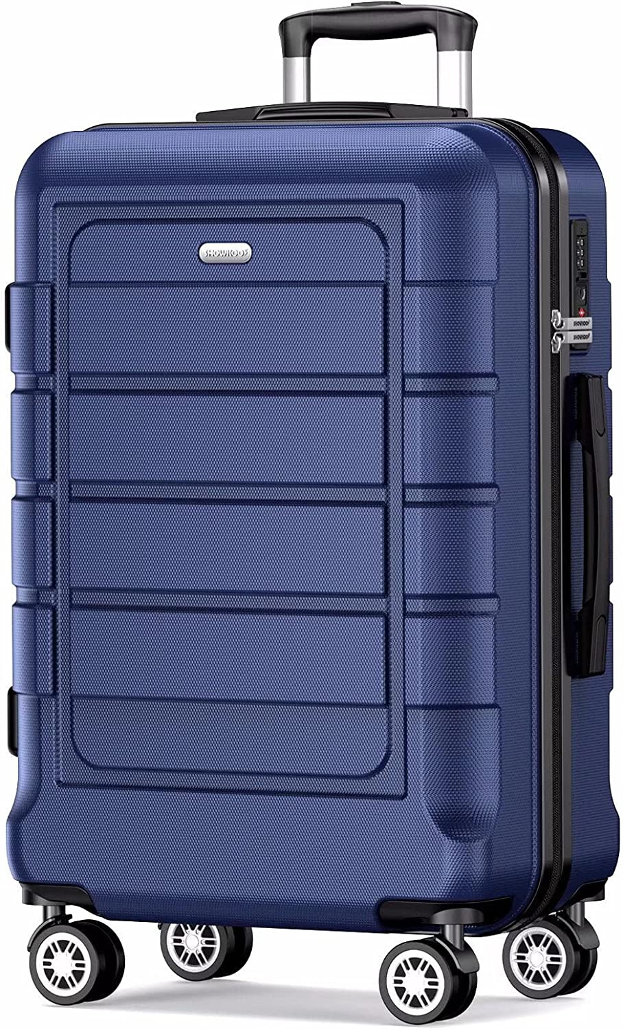 SHOWKOO Luggage Sets Expandable PC+ABS Durable Suitcase Double Wheels TSA Approved Lock Deep Blue 3Pcs